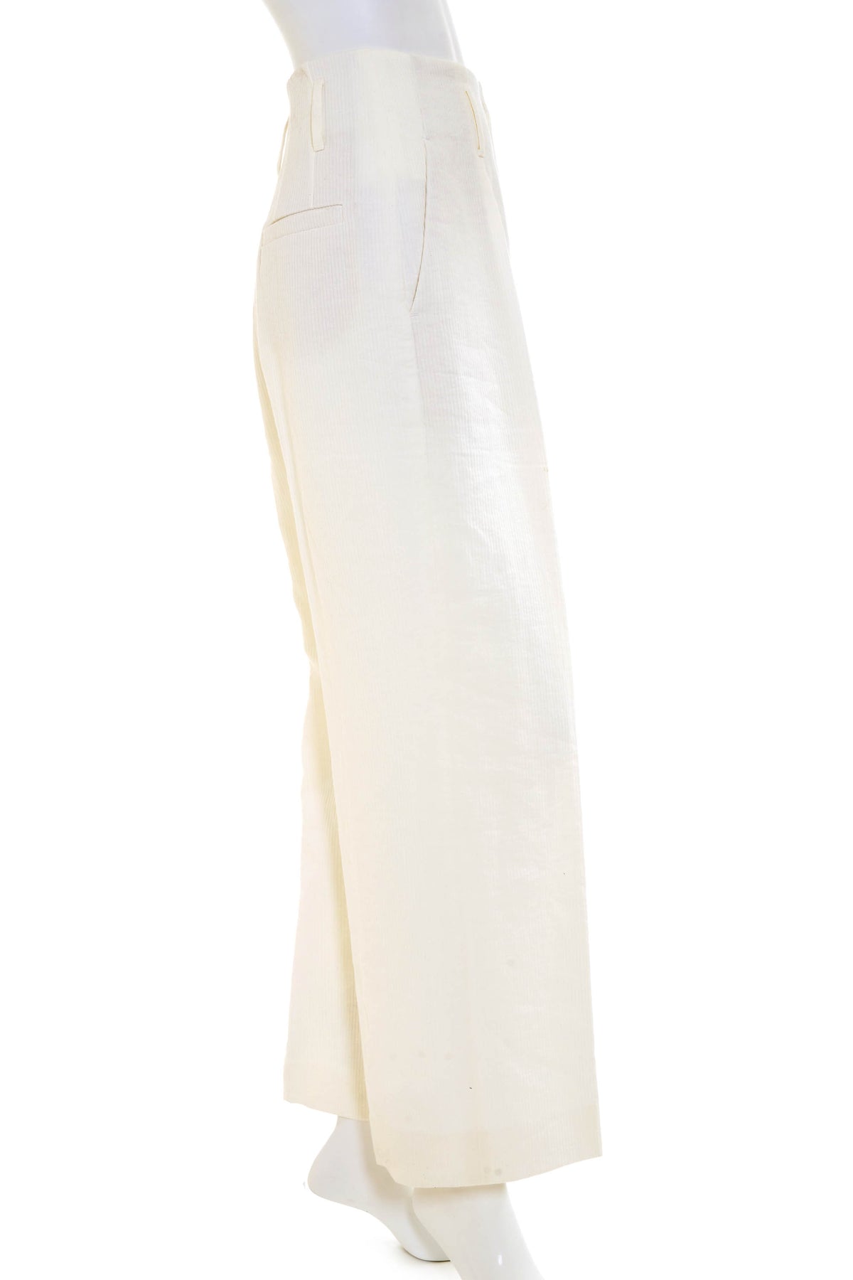 Brunello Cuccinelli White Ribbed Cotton Pleat Front Pants Size 2