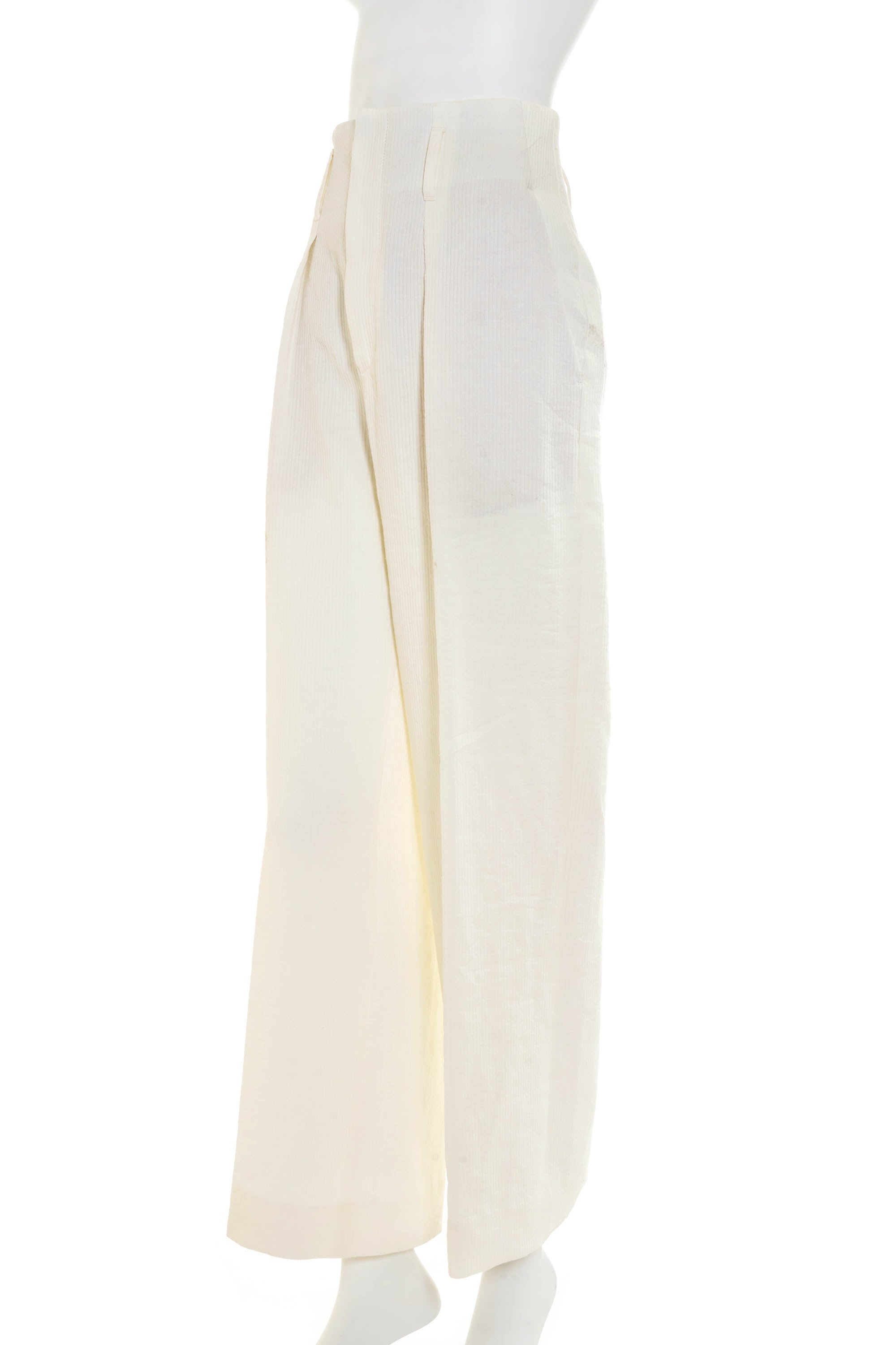 Brunello Cuccinelli White Ribbed Cotton Pleat Front Pants Size 2