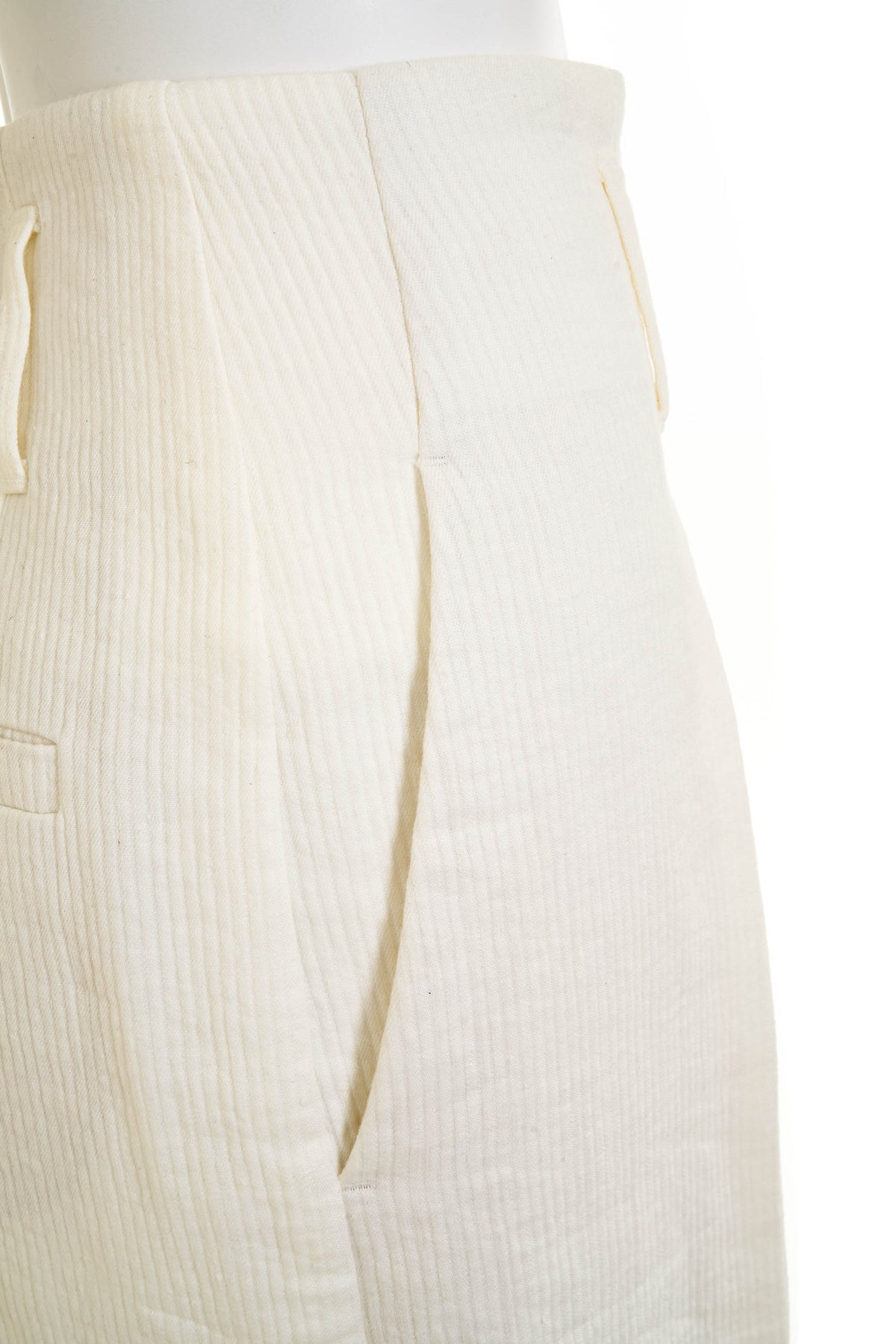 Brunello Cuccinelli White Ribbed Cotton Pleat Front Pants Size 2