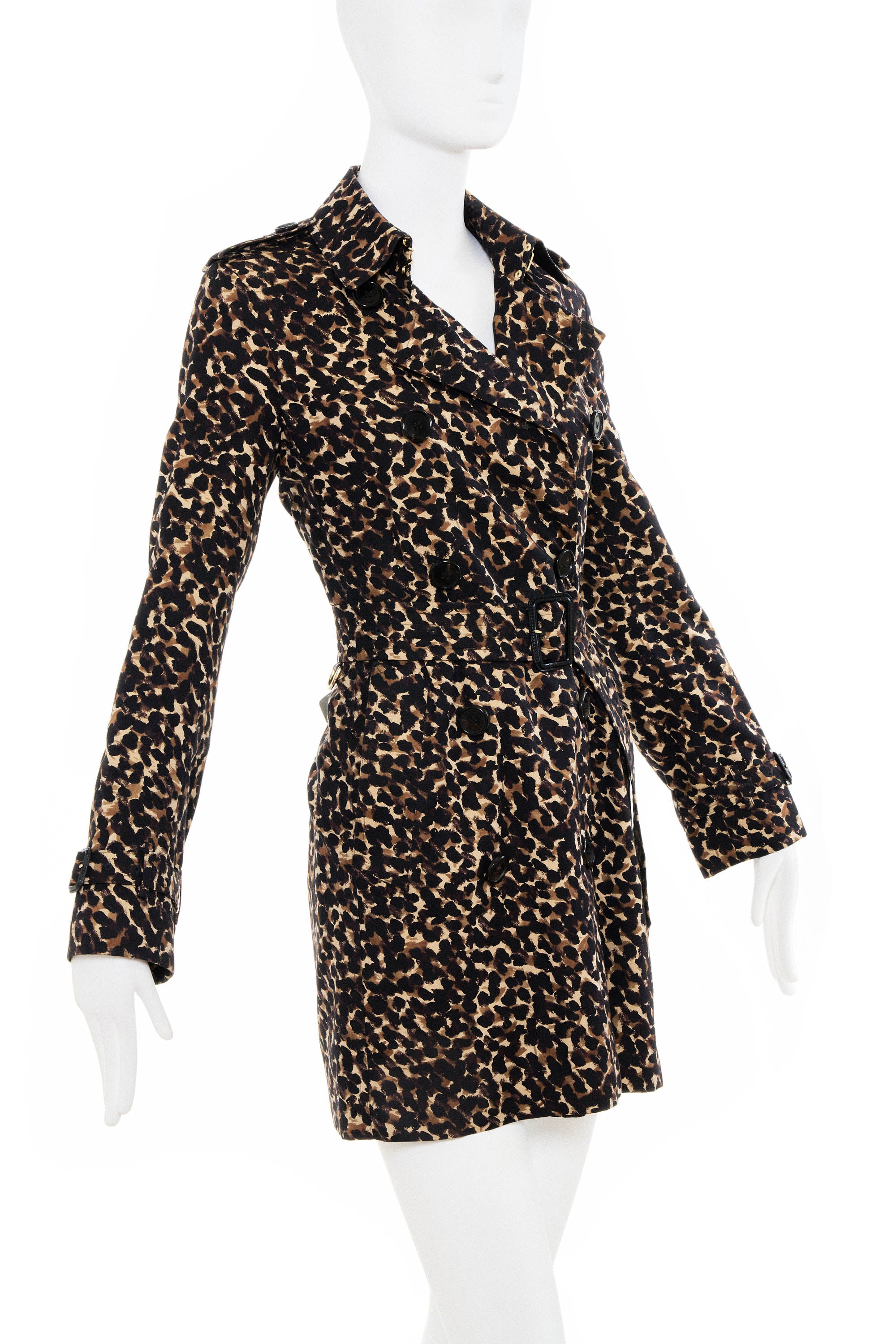 Burberry Leopard Pattern Print Trench Coat Size 6/4