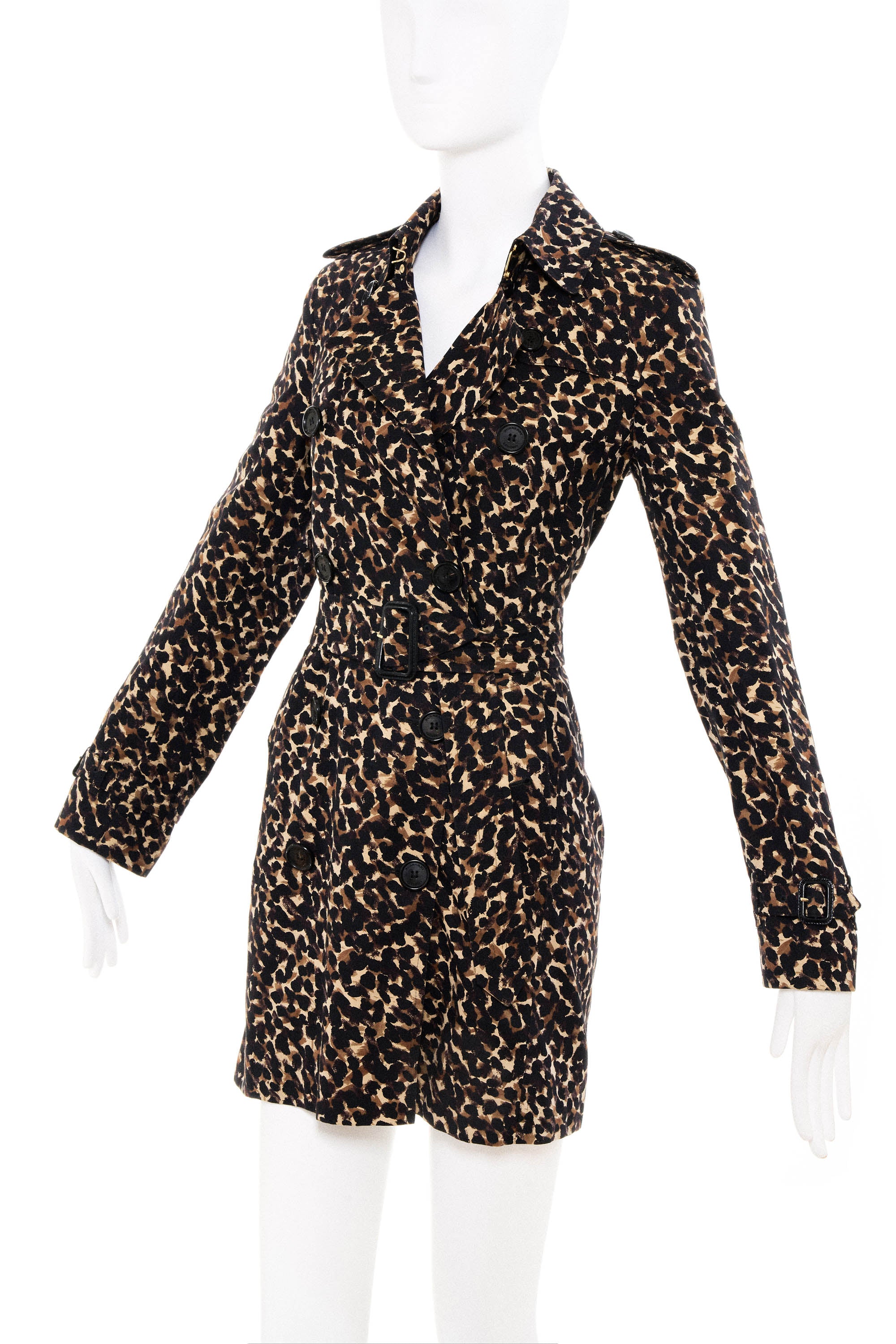 Burberry Leopard Pattern Print Trench Coat Size 6/4