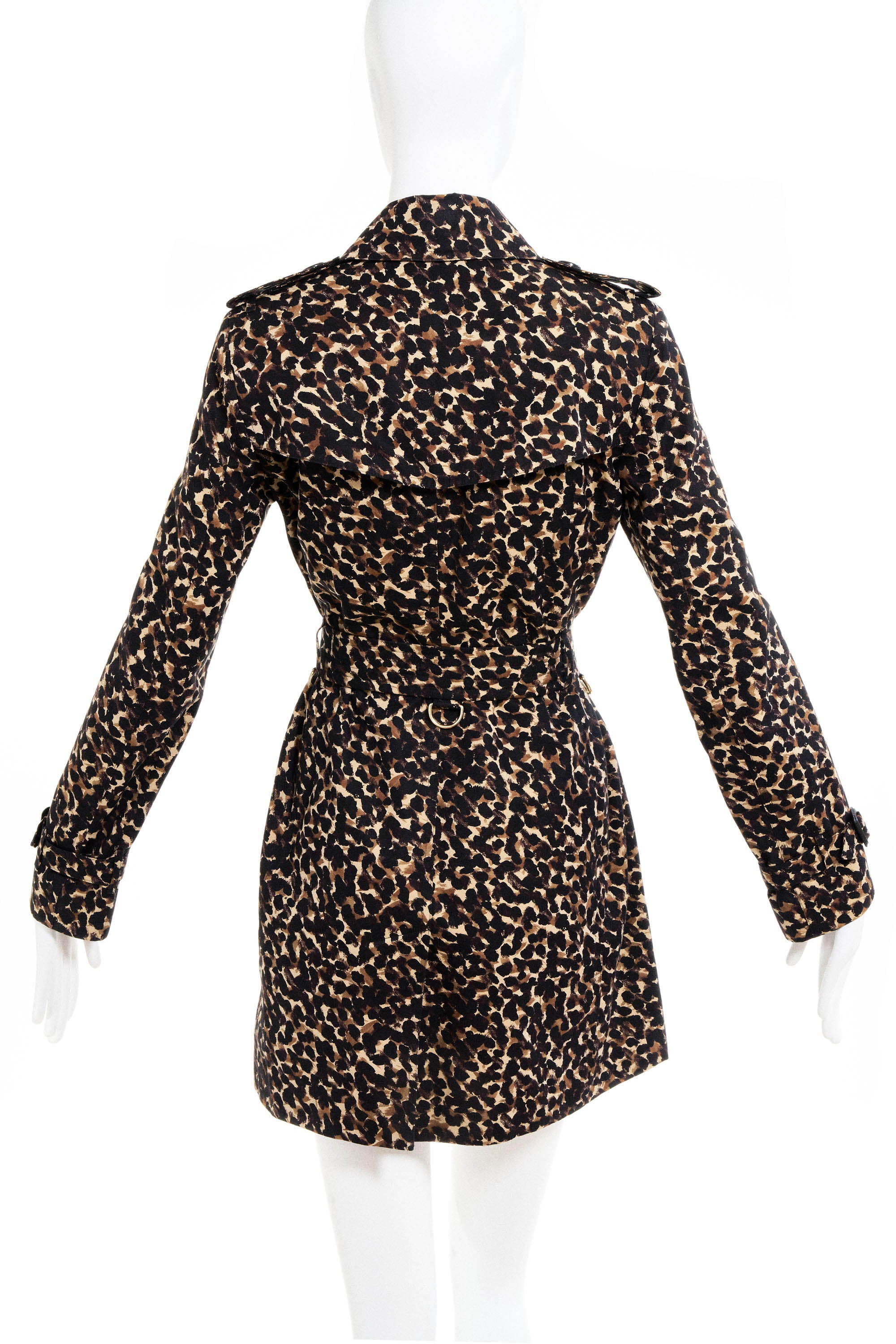 Burberry Leopard Pattern Print Trench Coat Size 6/4