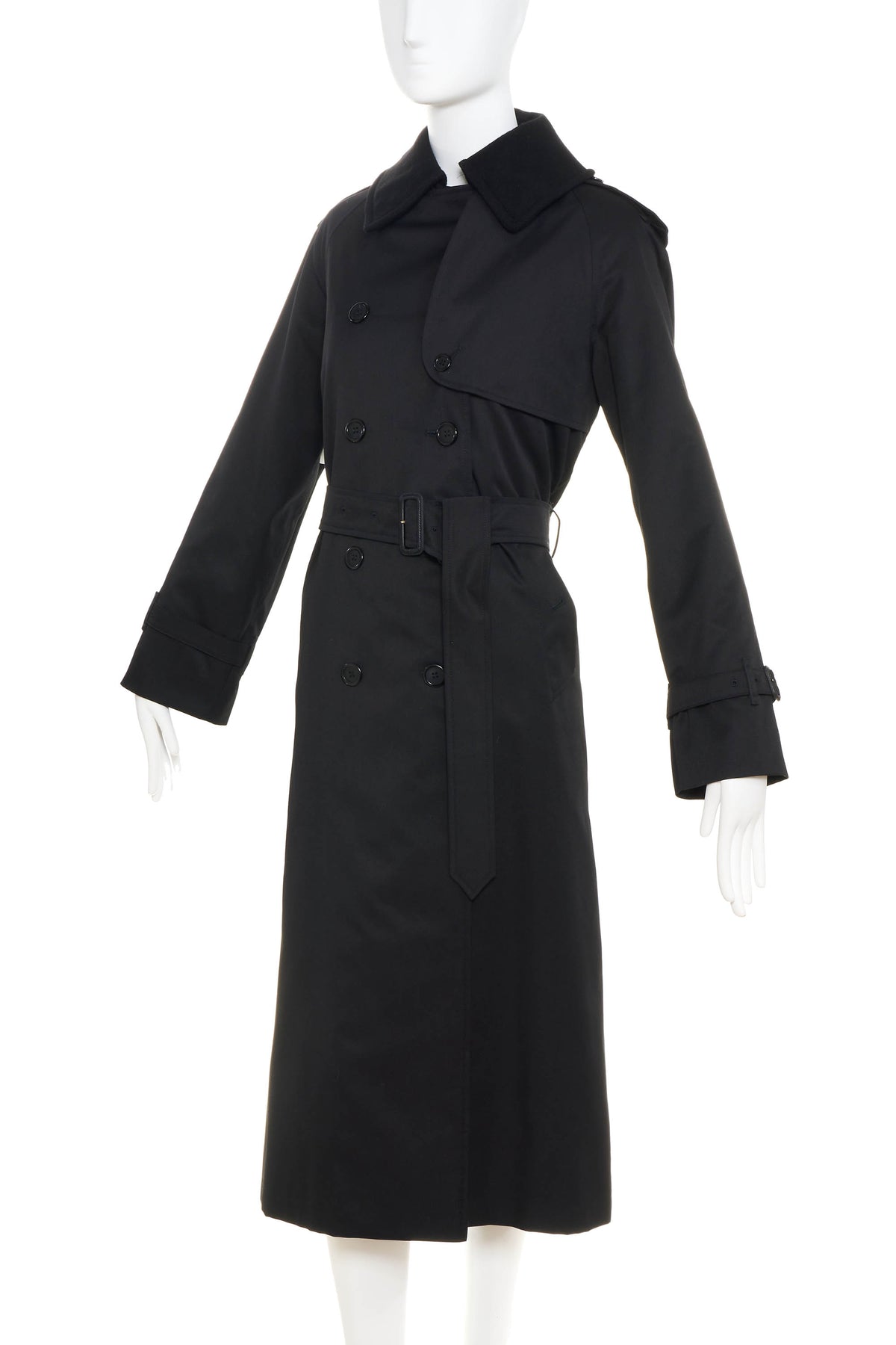 Burberry London Black Belted Trench Wool Lining Coat