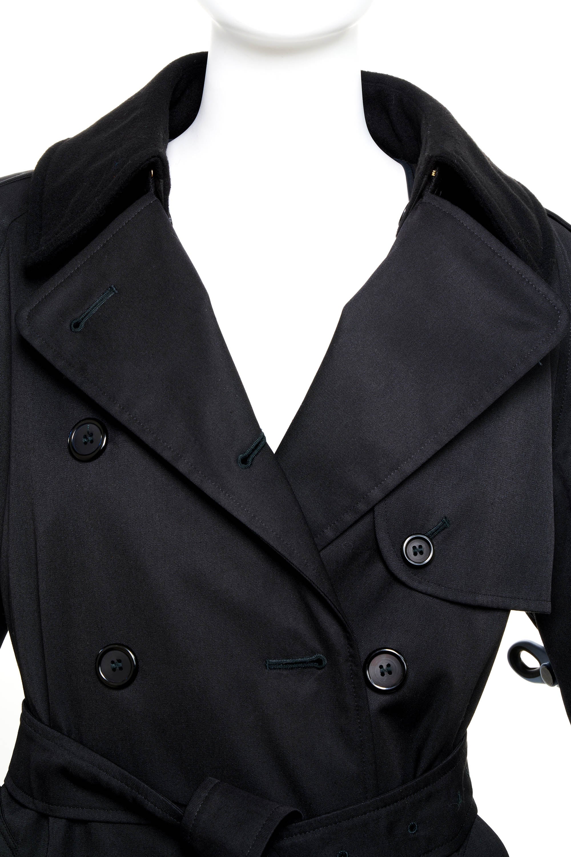 Burberry London Black Belted Trench Wool Lining Coat