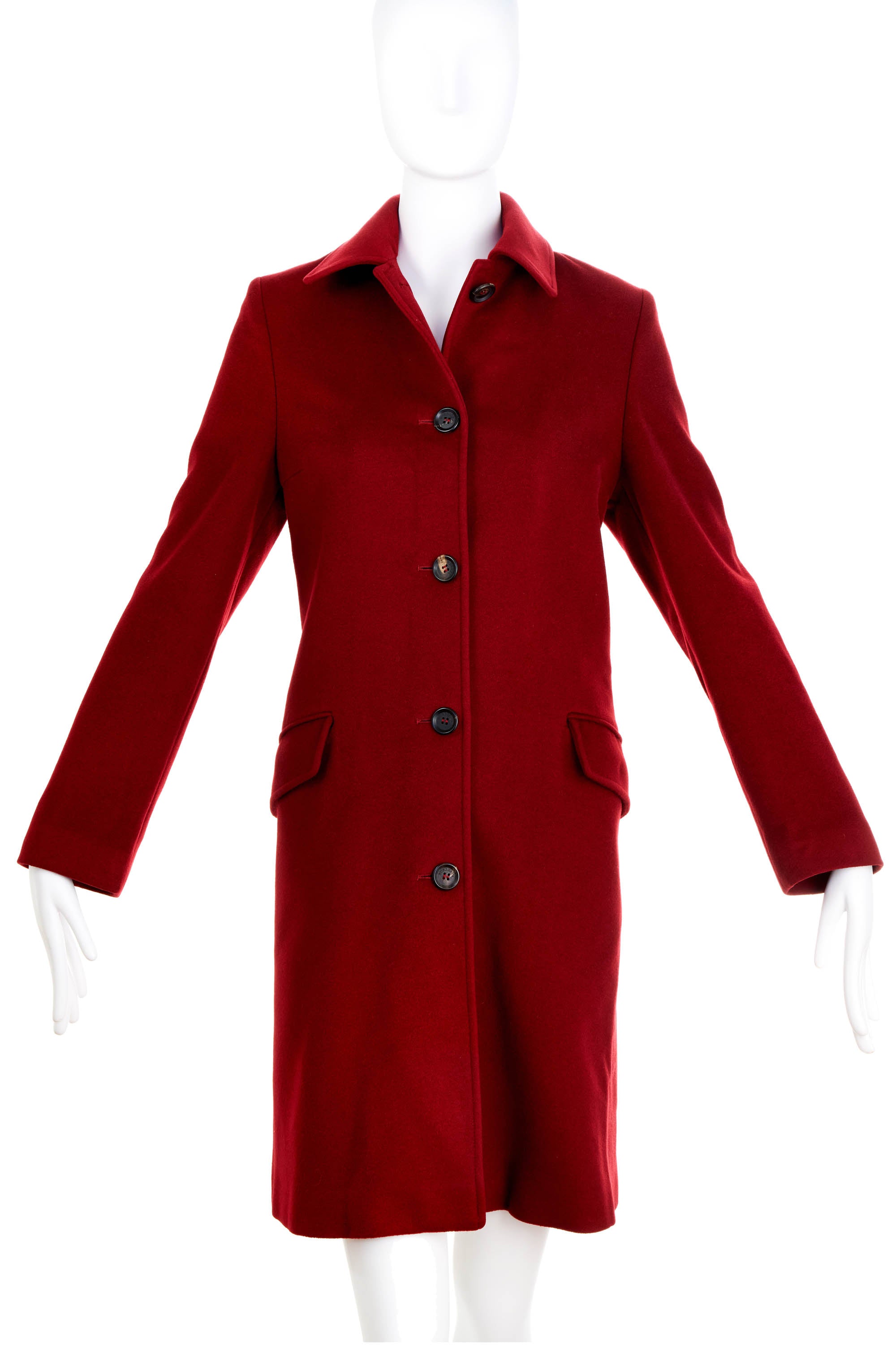 Burberry Cashmere Maroon Classic Coat Size 4