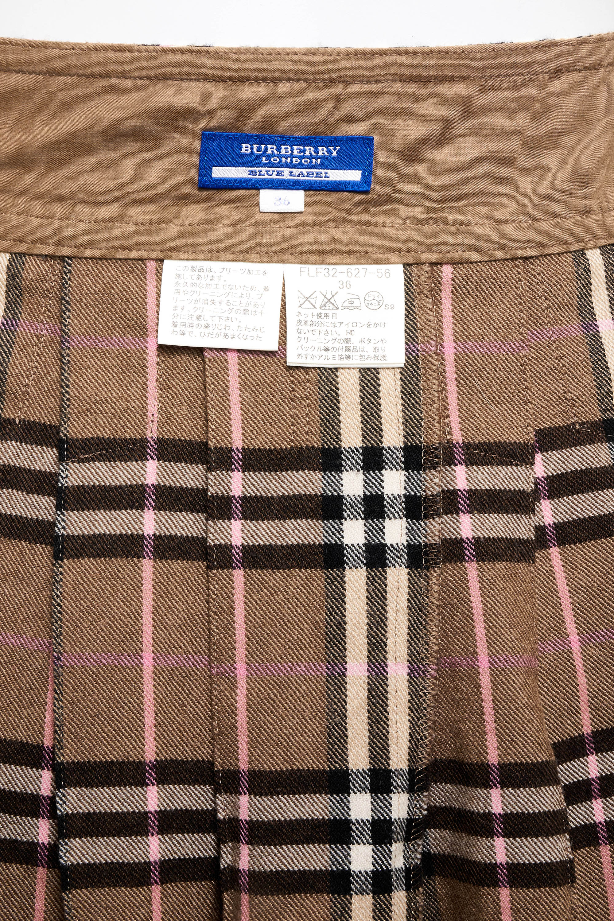 Burberry London Blue Label Taupe and Pink Belted Nova Check Mini Skirt Y2K