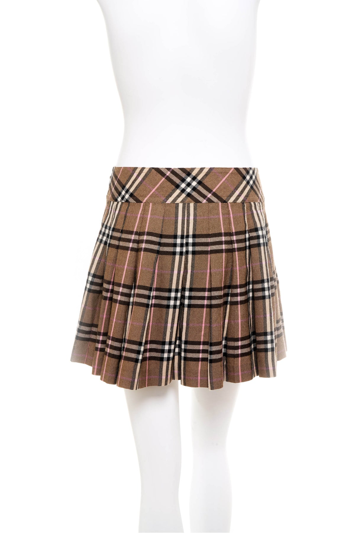 Burberry London Blue Label Taupe and Pink Belted Nova Check Mini Skirt Y2K