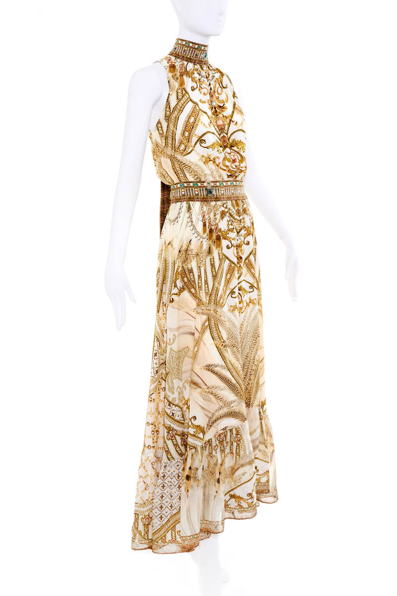 Camilla Gold Chain Print Sleeveless Maxi Dress Size M