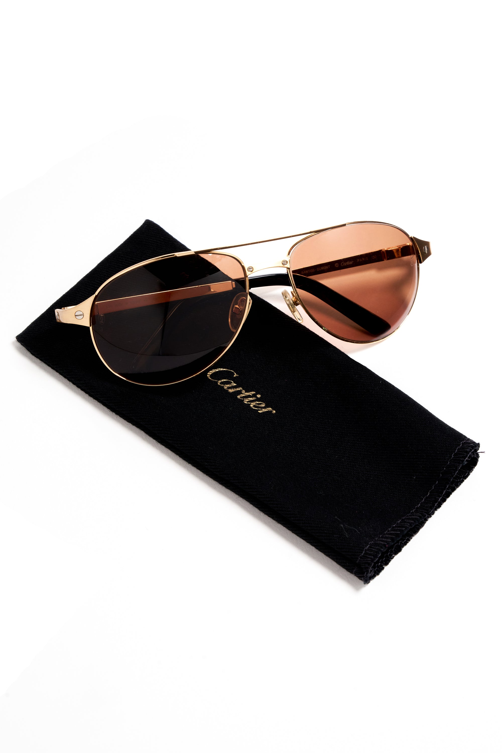 Cartier 1970s Santos Limited Edition 18k Gold Plated Sunglasses