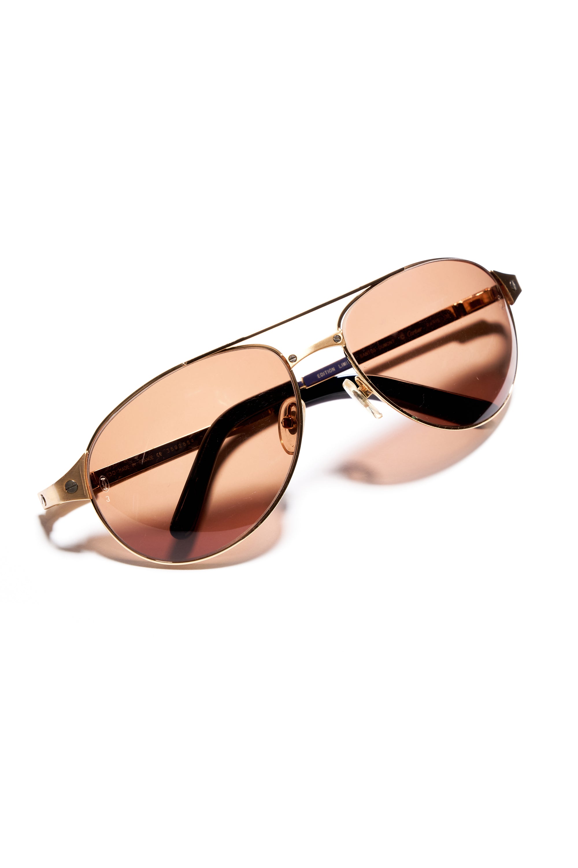 Cartier 1970s Santos Limited Edition 18k Gold Plated Sunglasses