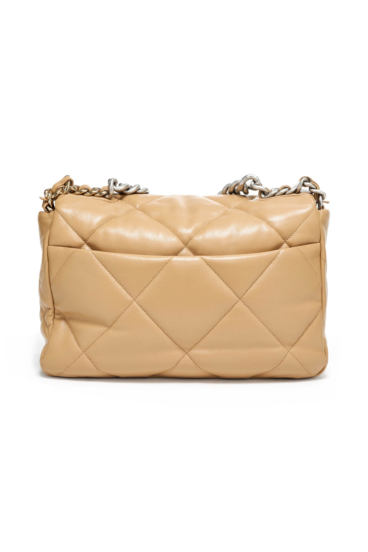 Chanel Beige Lambskin Quilted 19 Bag Size L