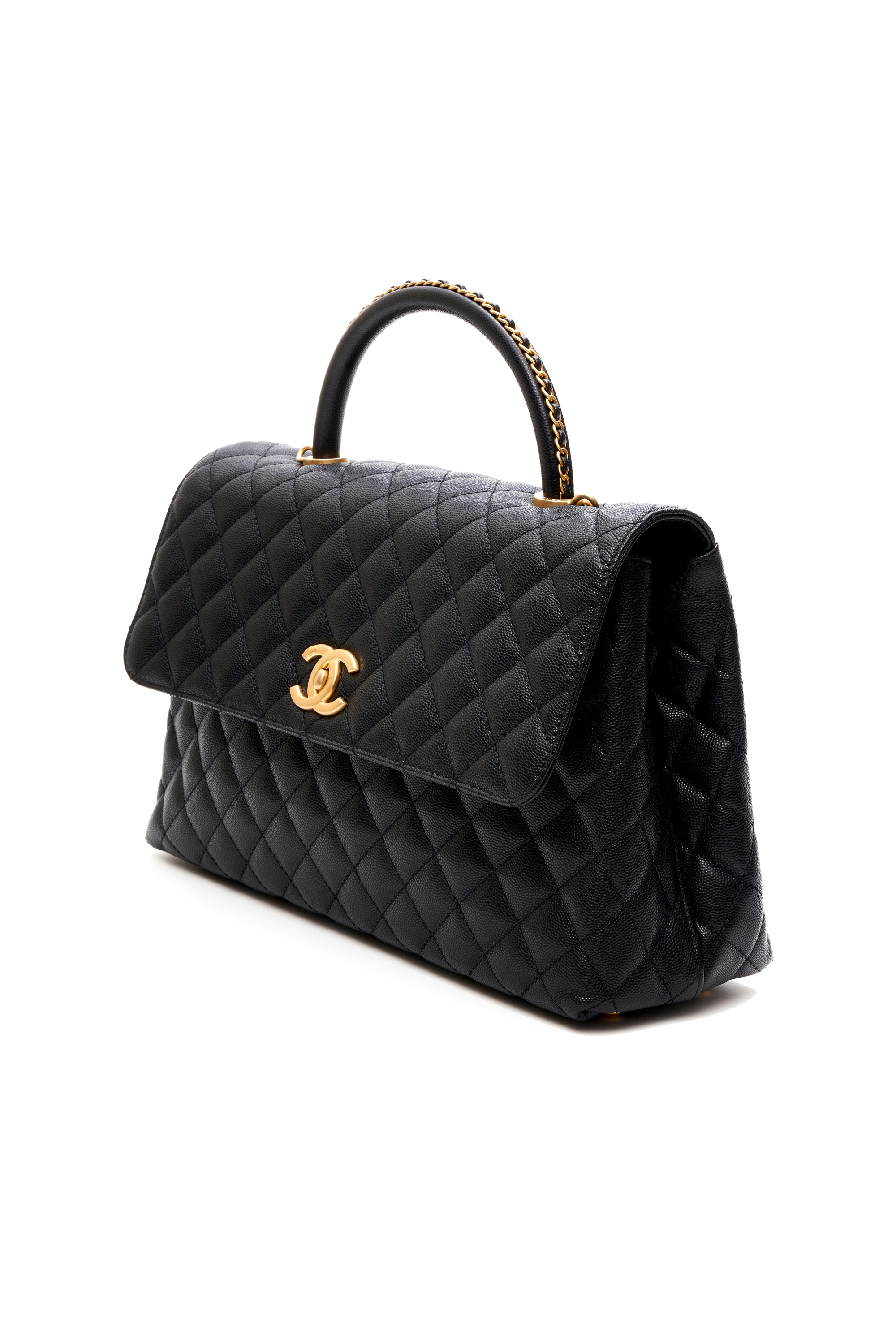 Chanel Black Caviar Jumbo Kelly Top Handle Gold Hardware 2023