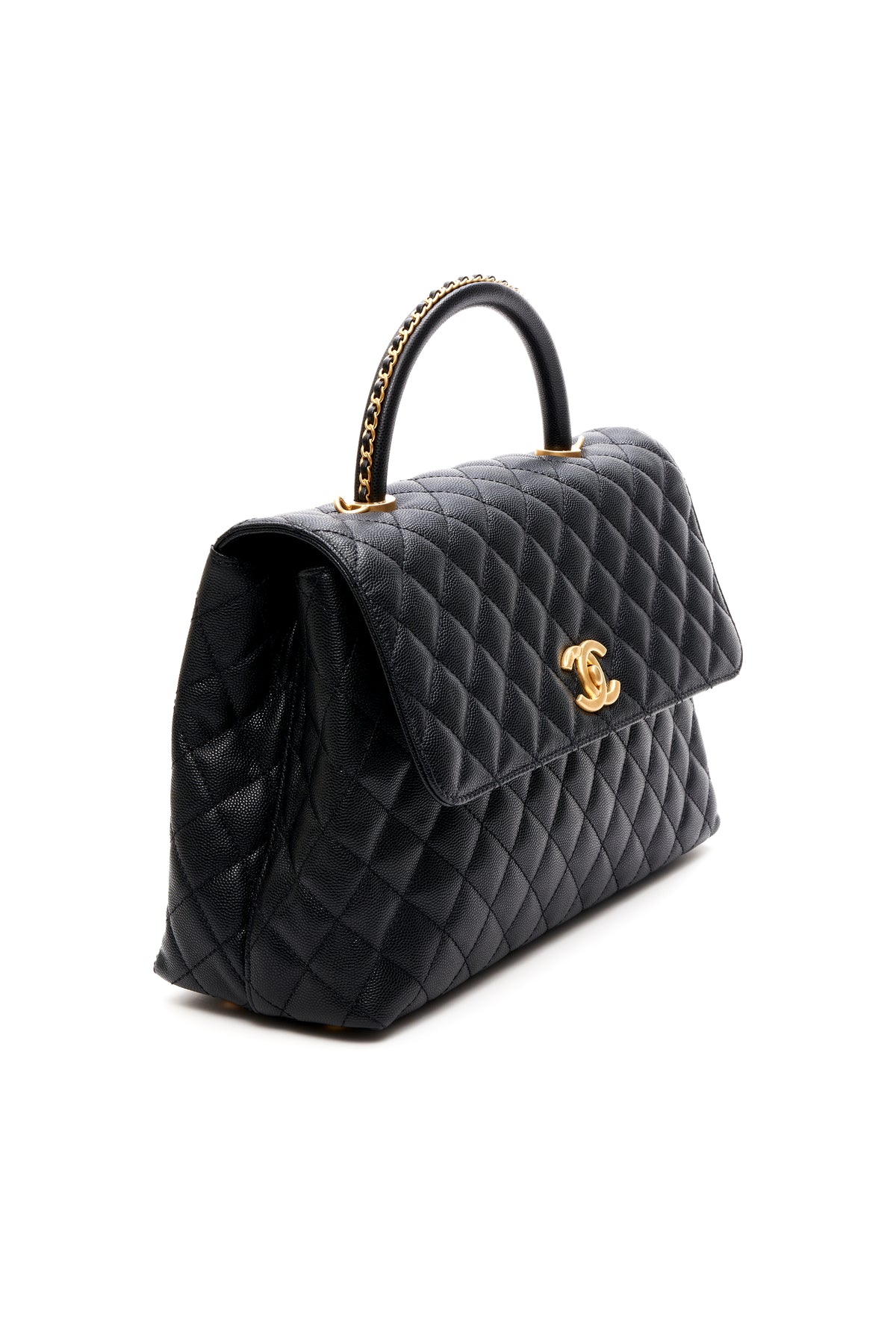 Chanel Black Caviar flap Bag Chain and Top Handle