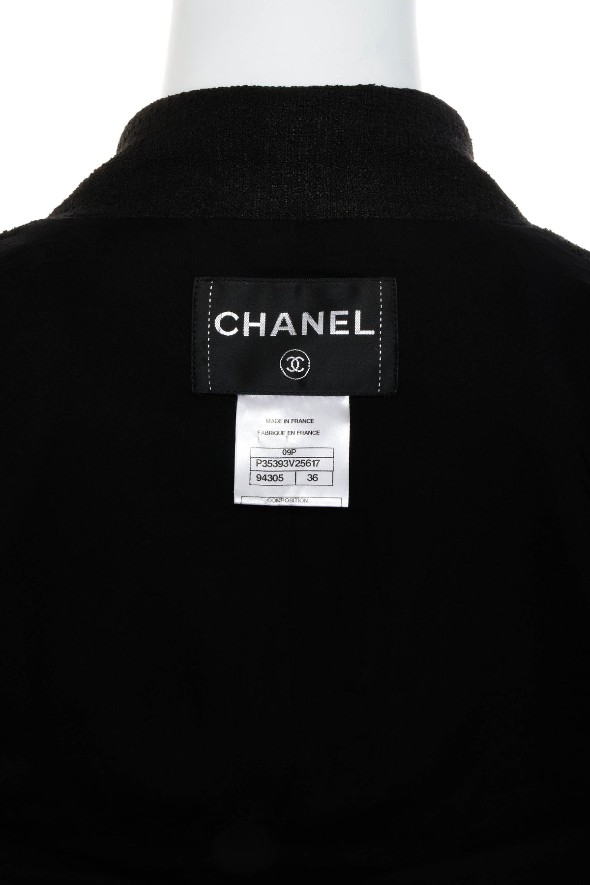 Chanel Black Bolero Crop Jacket With Black Crystal Buttons &amp; Chain 09P