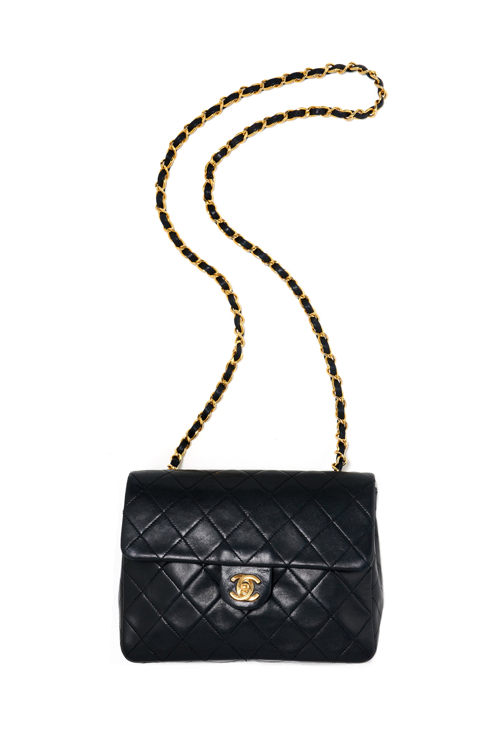 Chanel Mini Black Square 24k Gold Hardware 1989-91