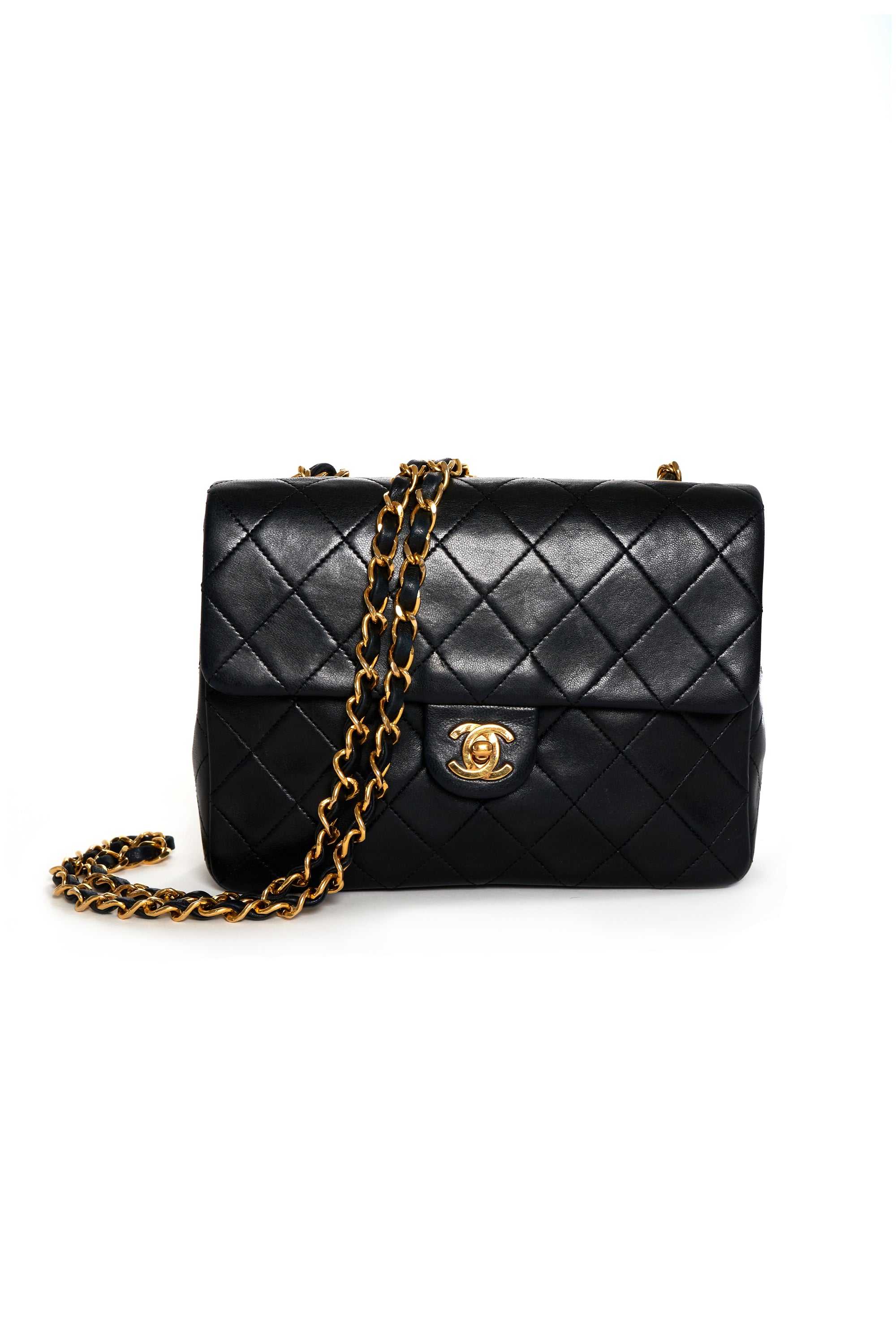 Chanel Mini Black Square 24k Gold Hardware 1989-91