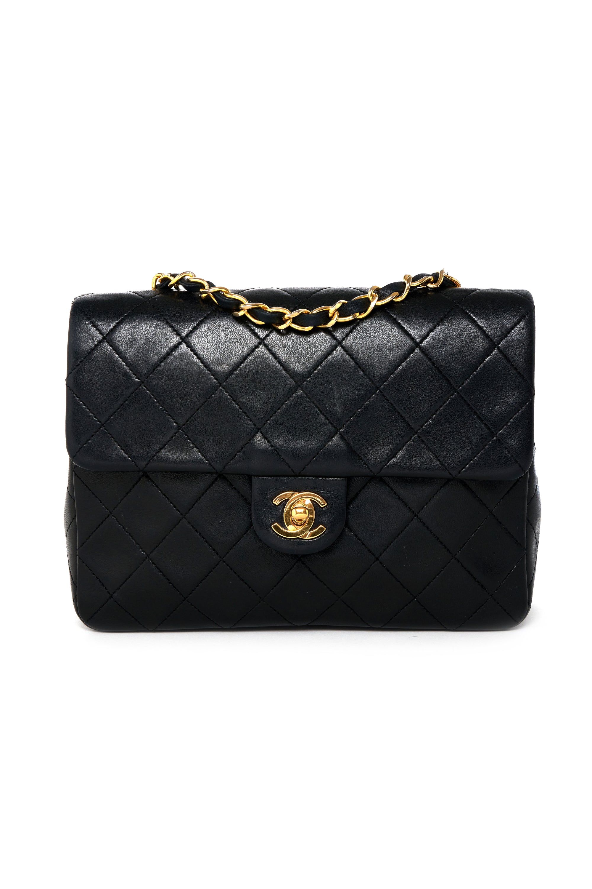 Chanel Mini Black Square 24k Gold Hardware 1989-91