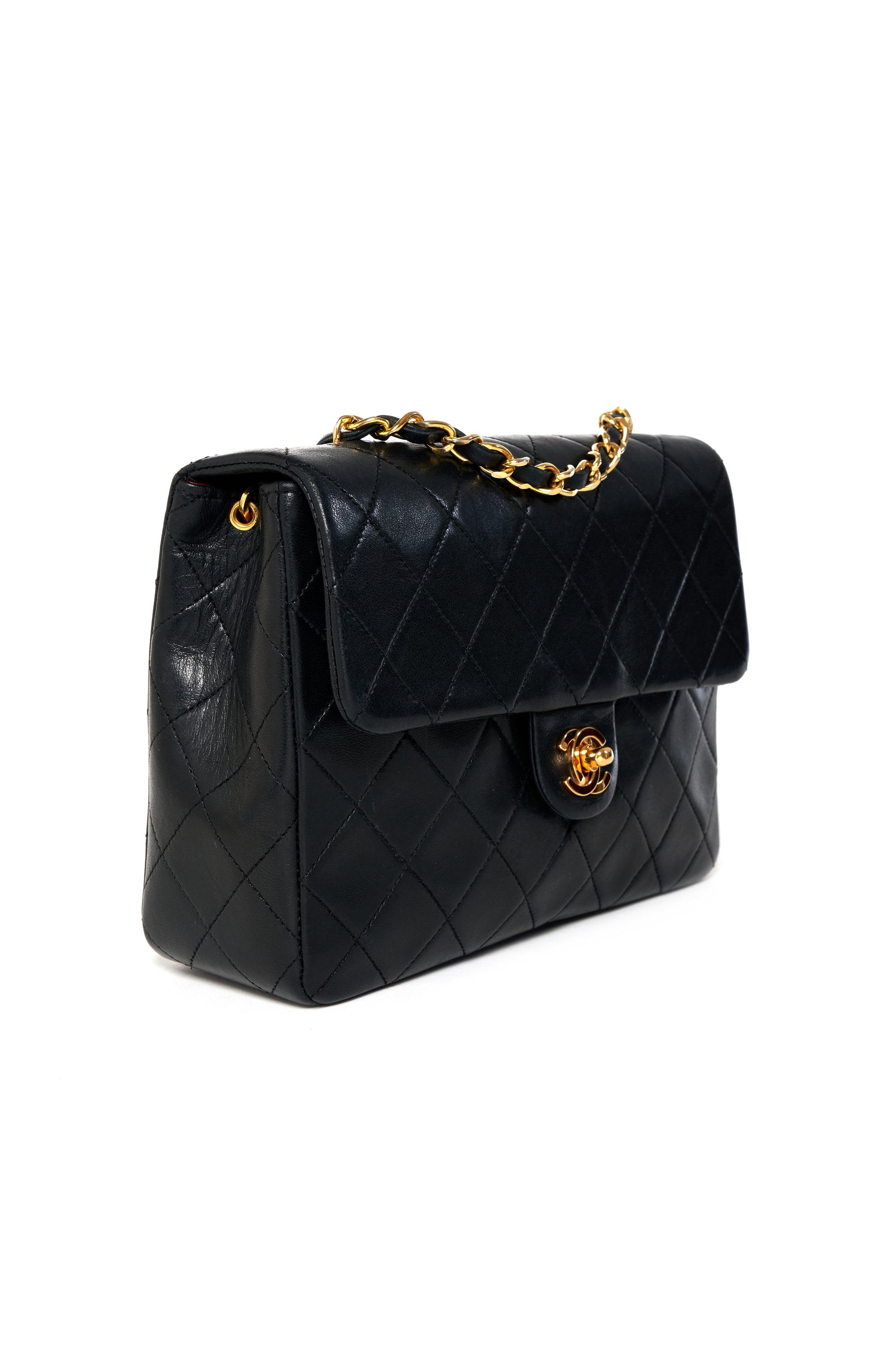 Chanel Mini Black Square 24k Gold Hardware 1989-91