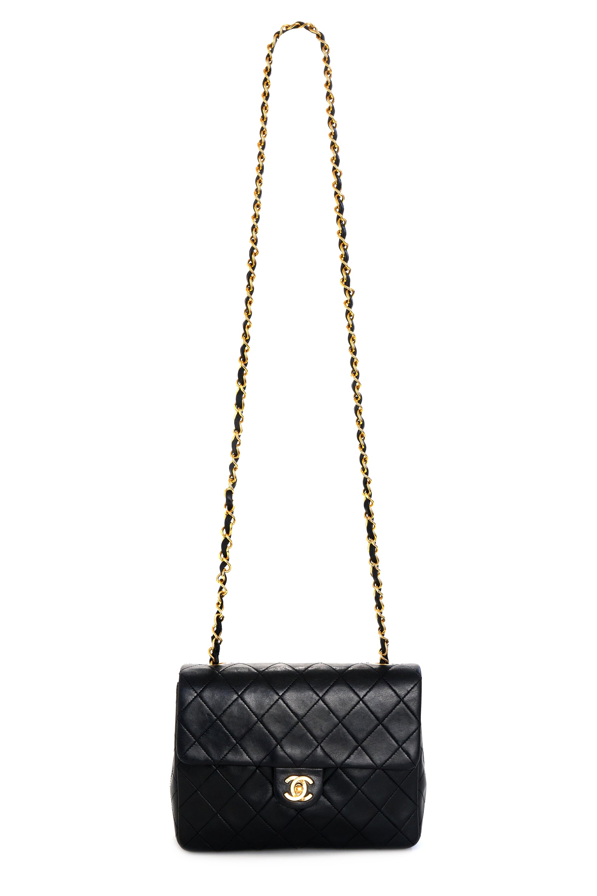 Chanel Mini Black Square 24k Gold Hardware 1989-91