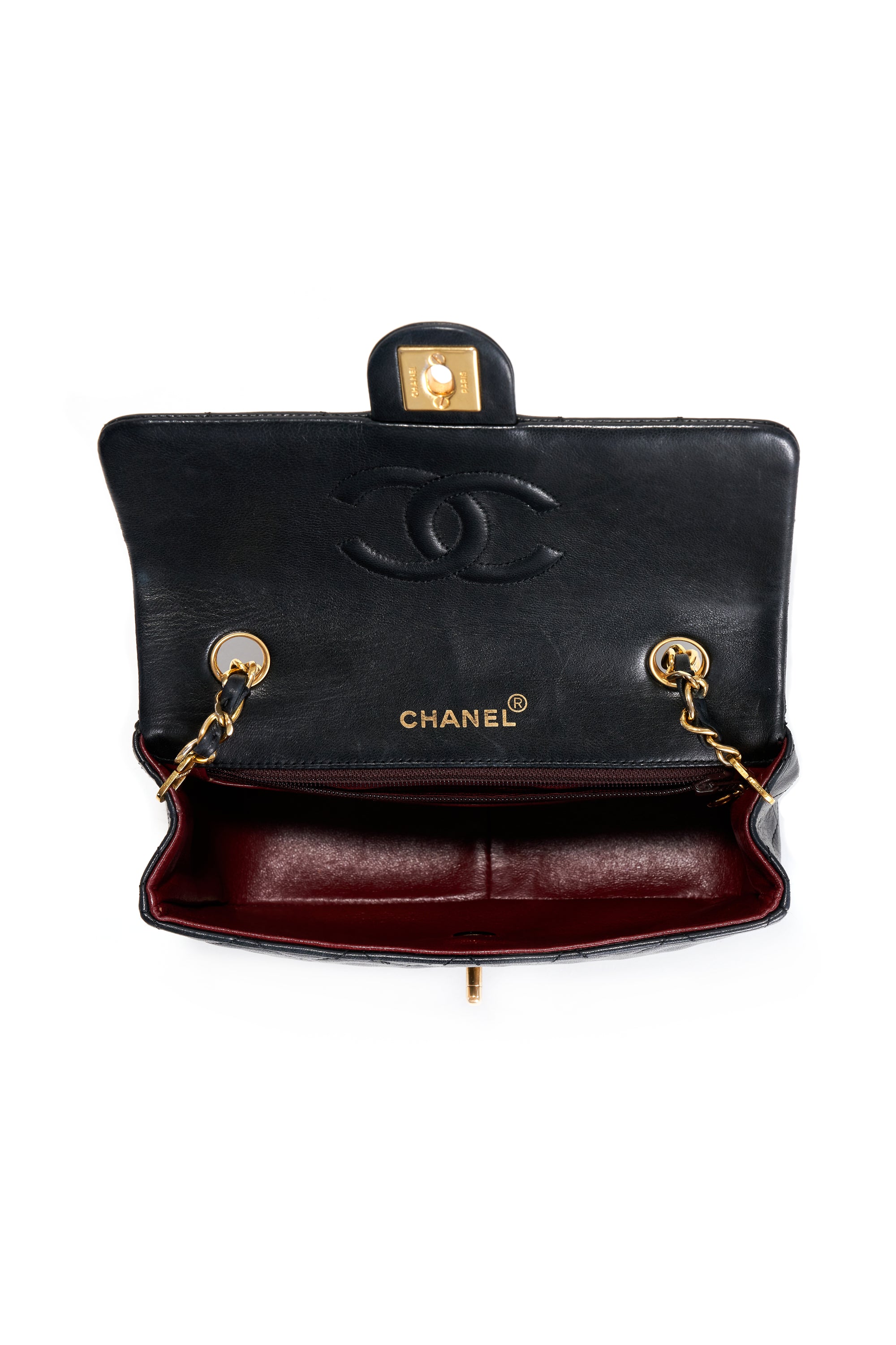 Chanel Mini Black Square 24k Gold Hardware 1989-91