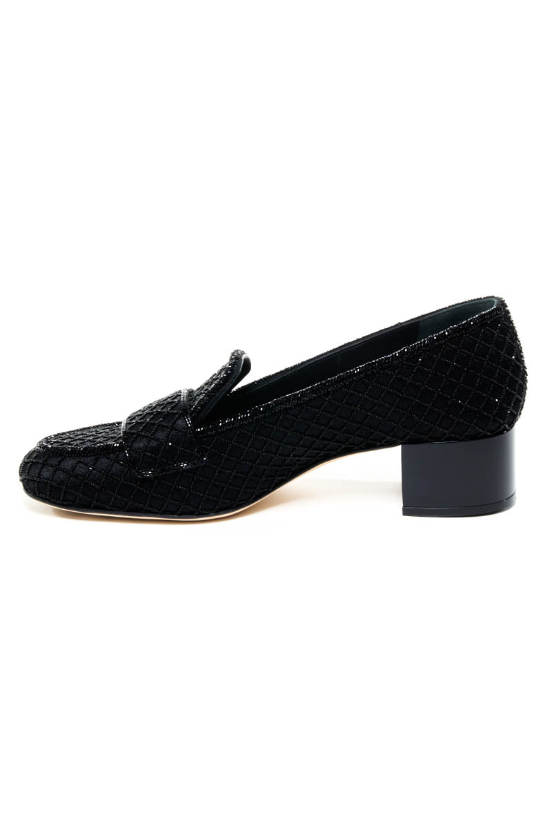Chanel Rare Black and White Beaded Quilt Pattern Loafers White CC 2023 Size 40