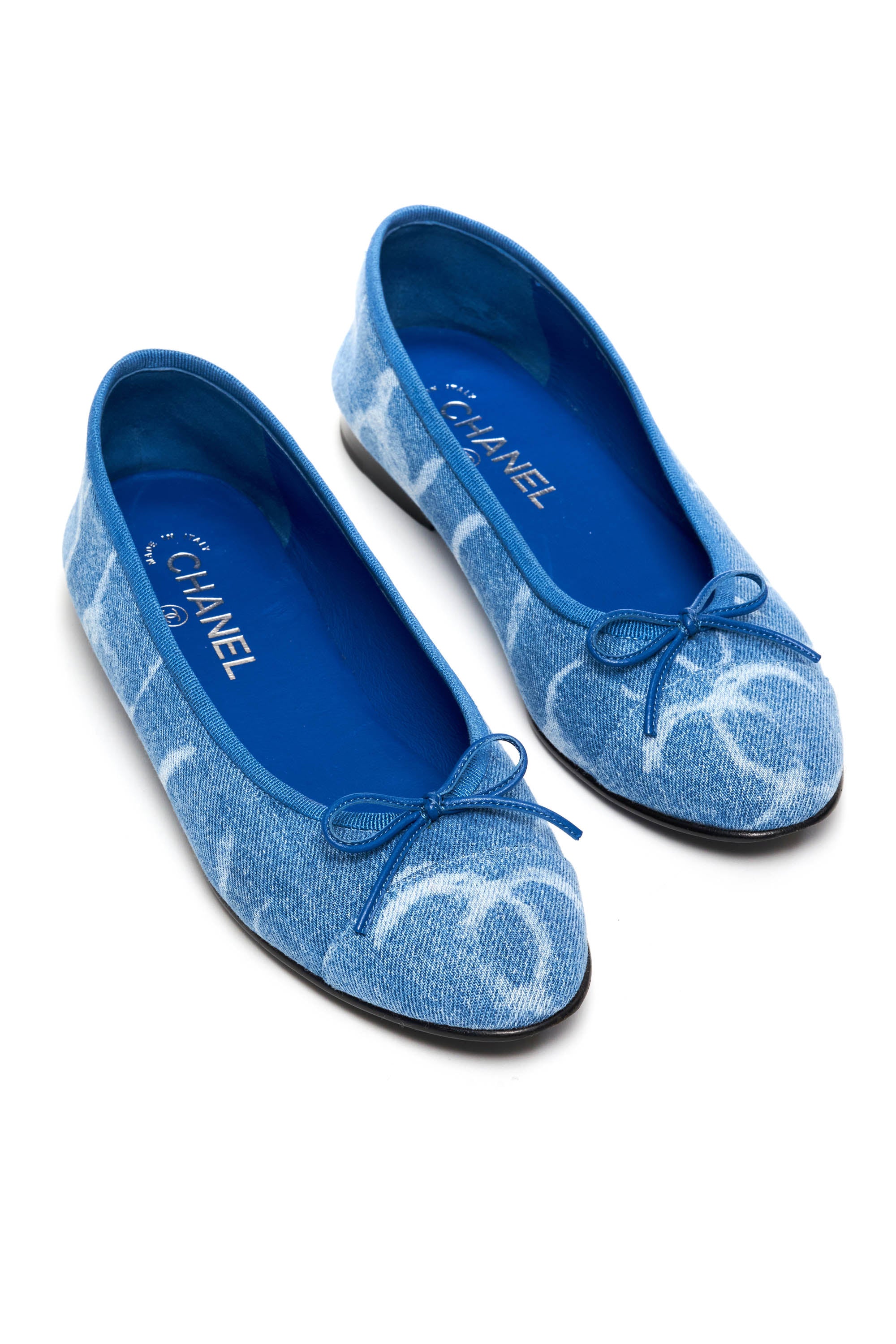 Chanel Denim CC Ballet Flat Size 38.5