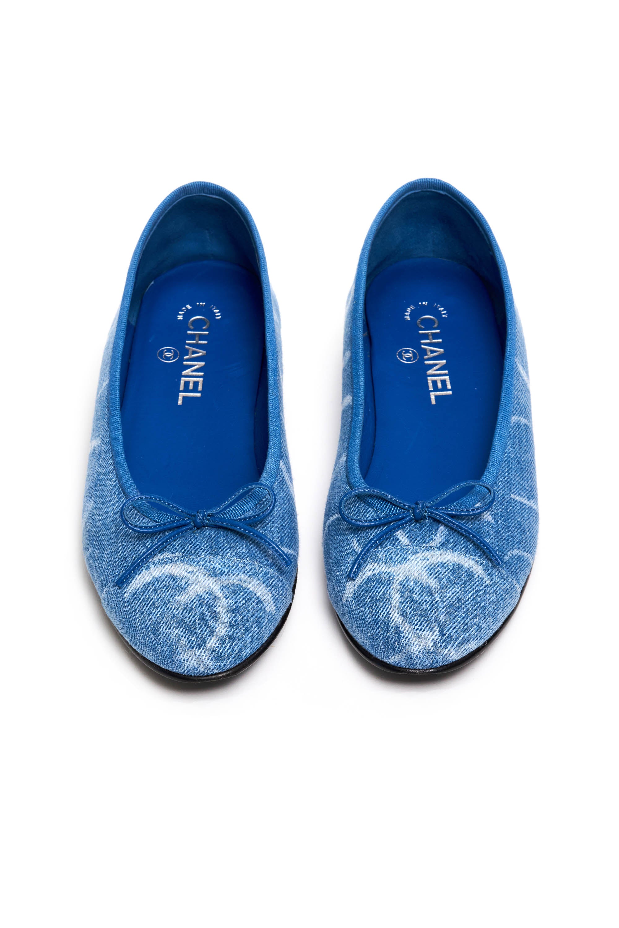 Chanel Denim CC Ballet Flat Size 38.5