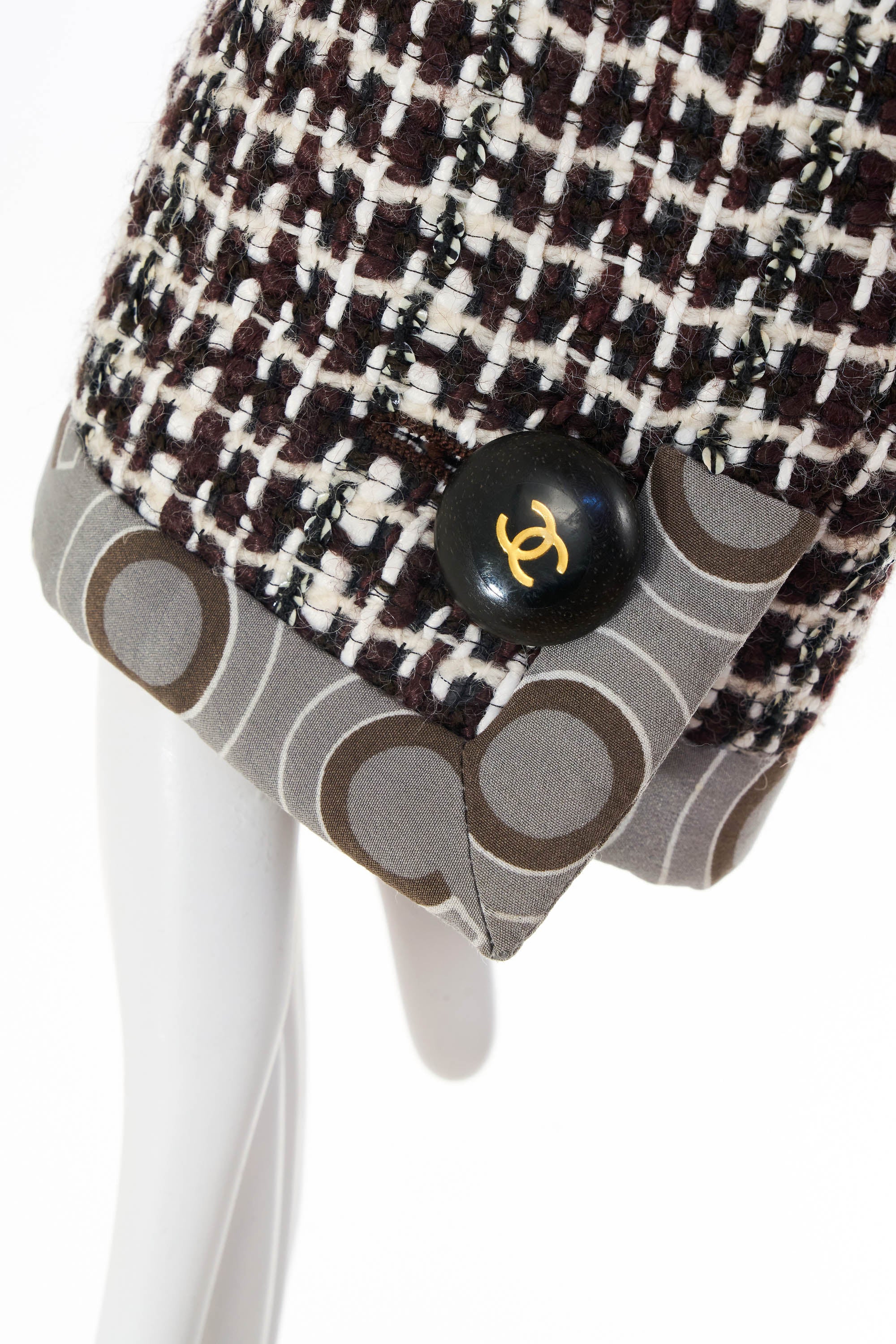 Chanel Coco Brown Houndstooth Coat Size 42 Size 2001A