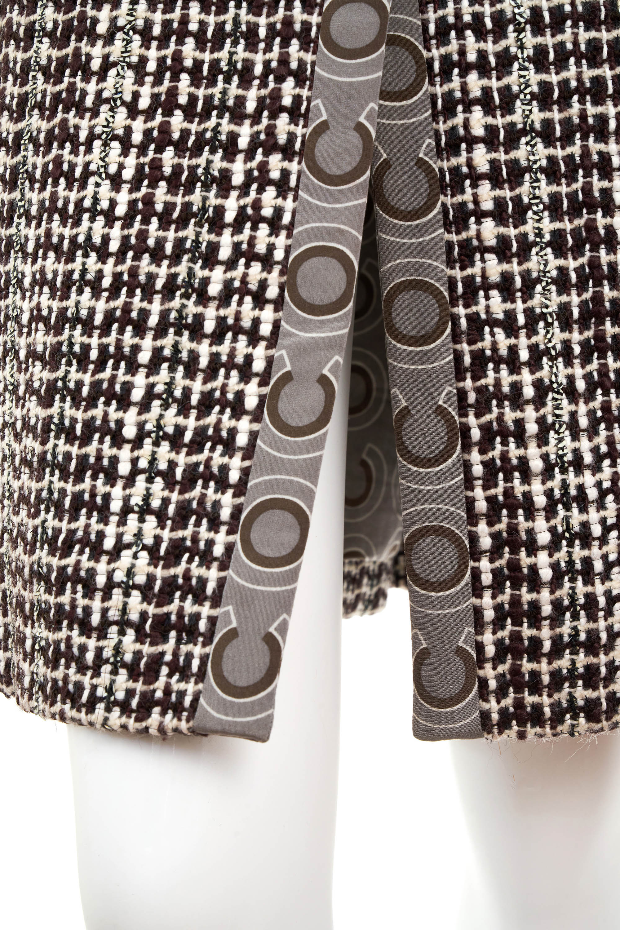 Chanel Coco Brown Houndstooth Coat Size 42 Size 2001A