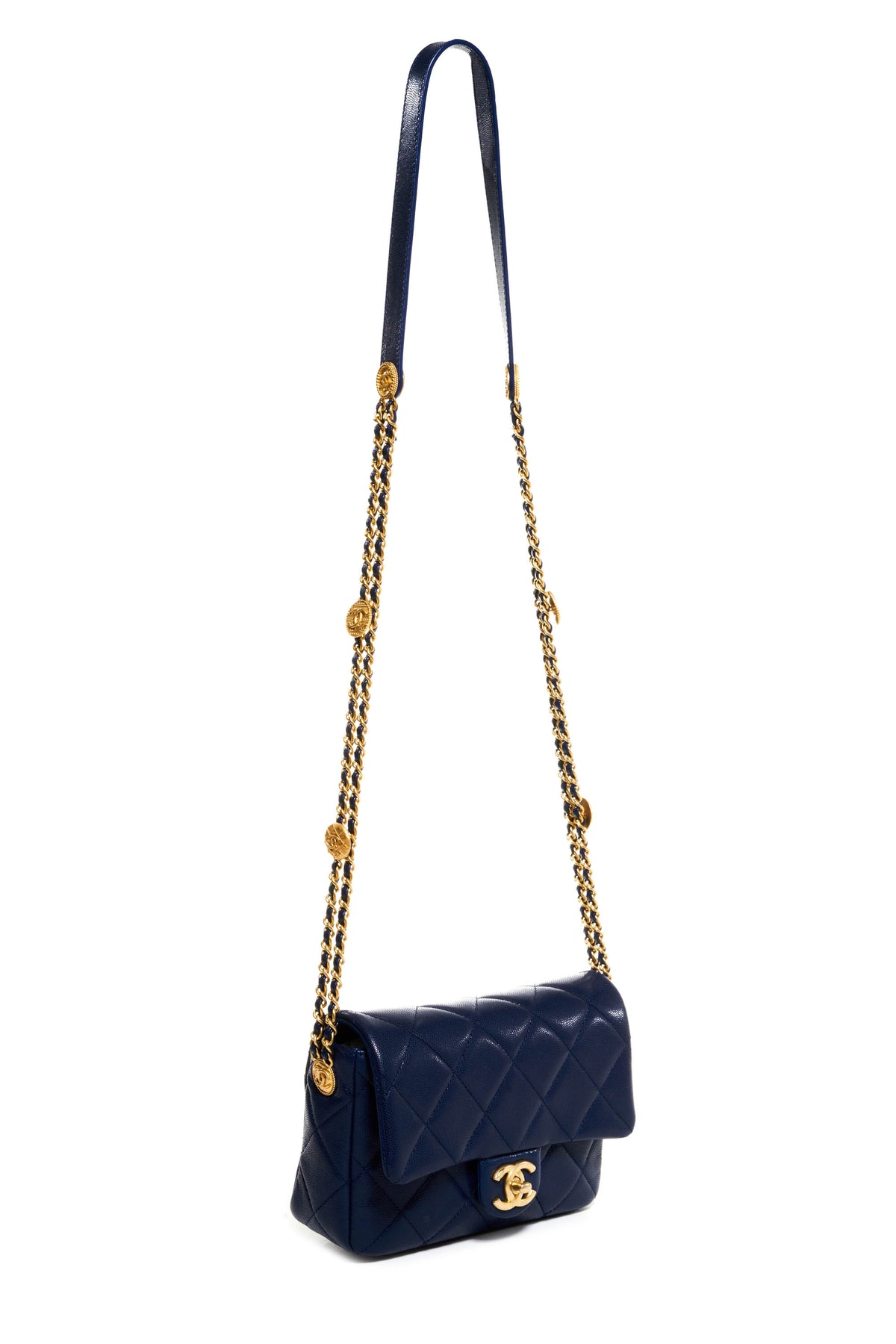 Chanel Navy &quot;Twist my Buttons&quot; Quilted Crossbody Purse