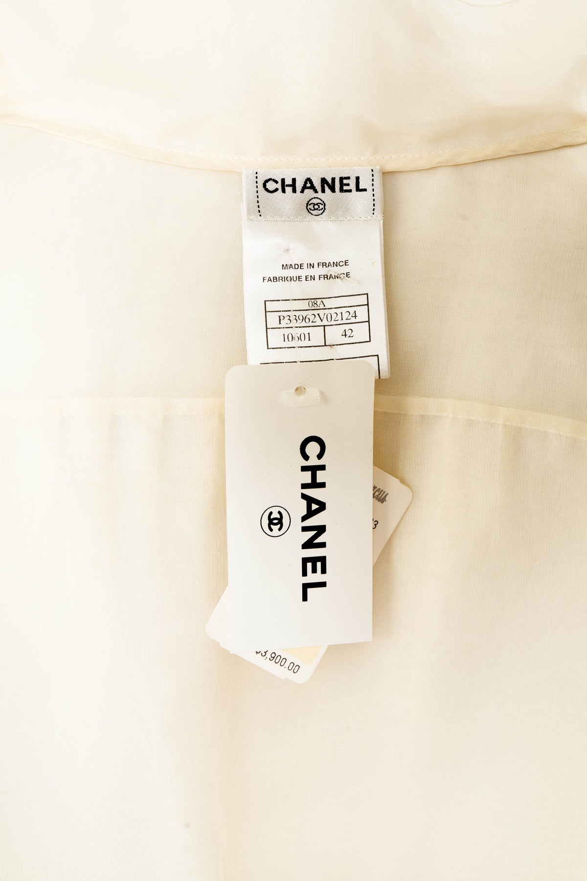 Chanel White Long Sleeve Blouse Size 42 2008A