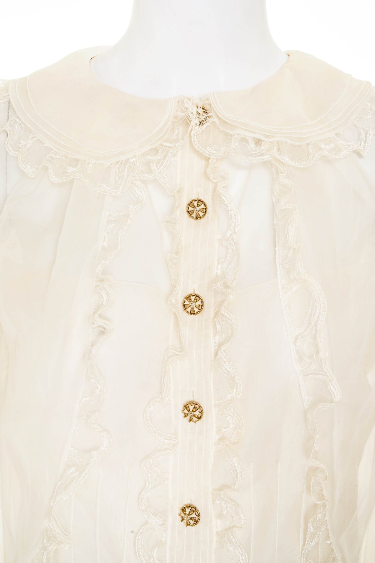 Chanel White Long Sleeve Blouse Size 42 2008A