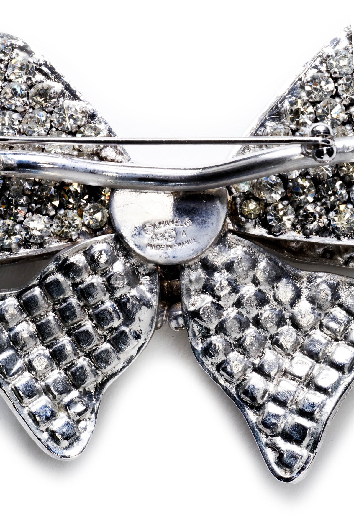 Chanel Vintage Crystal Bow Heritage Brooch 1993