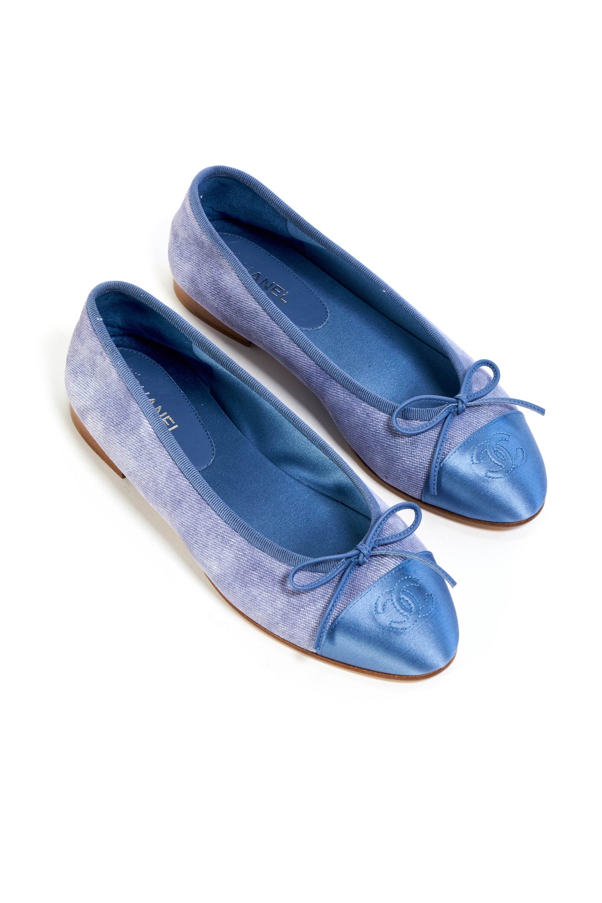 Chanel Light Blue Denim Classic Ballet Flats Size 36.5