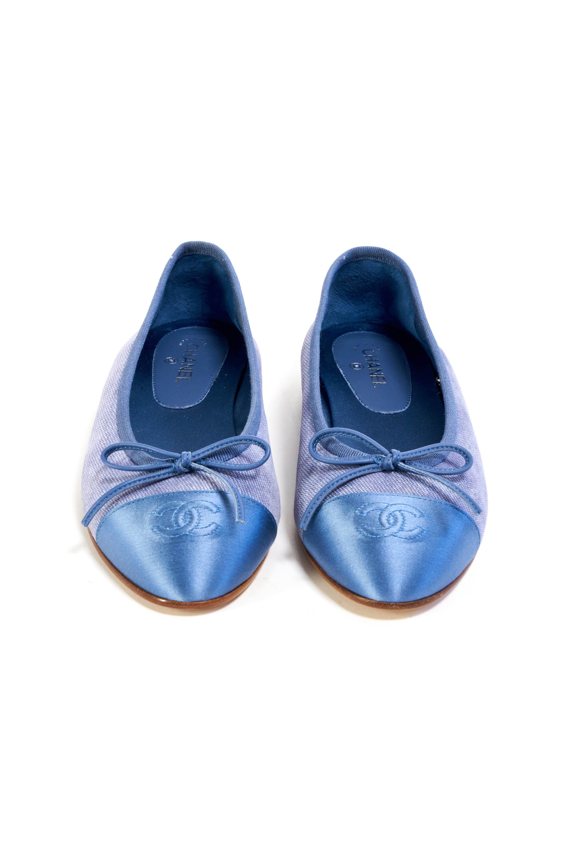 Chanel Light Blue Denim Classic Ballet Flats Size 36.5