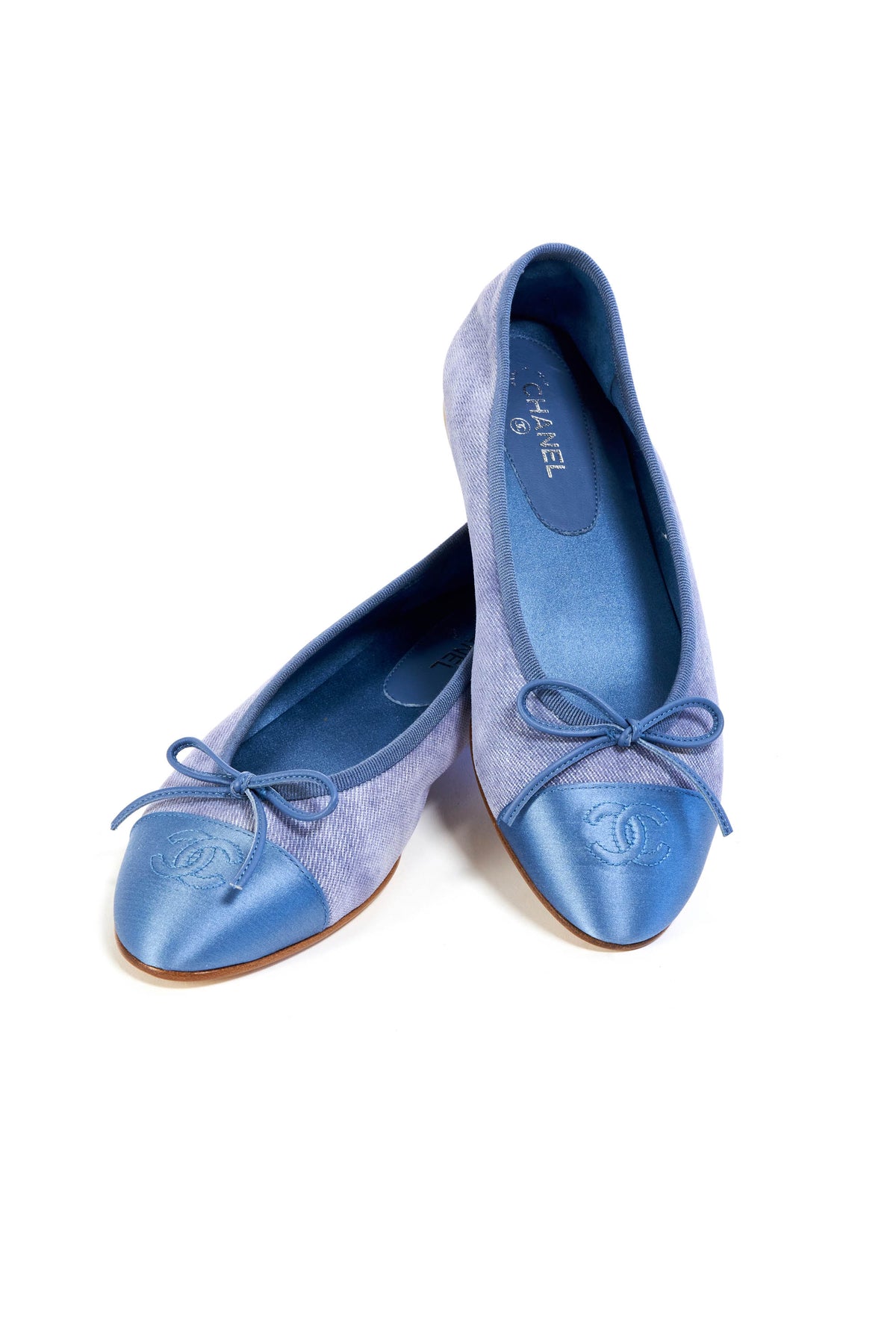 Chanel Light Blue Denim Classic Ballet Flats Size 36.5