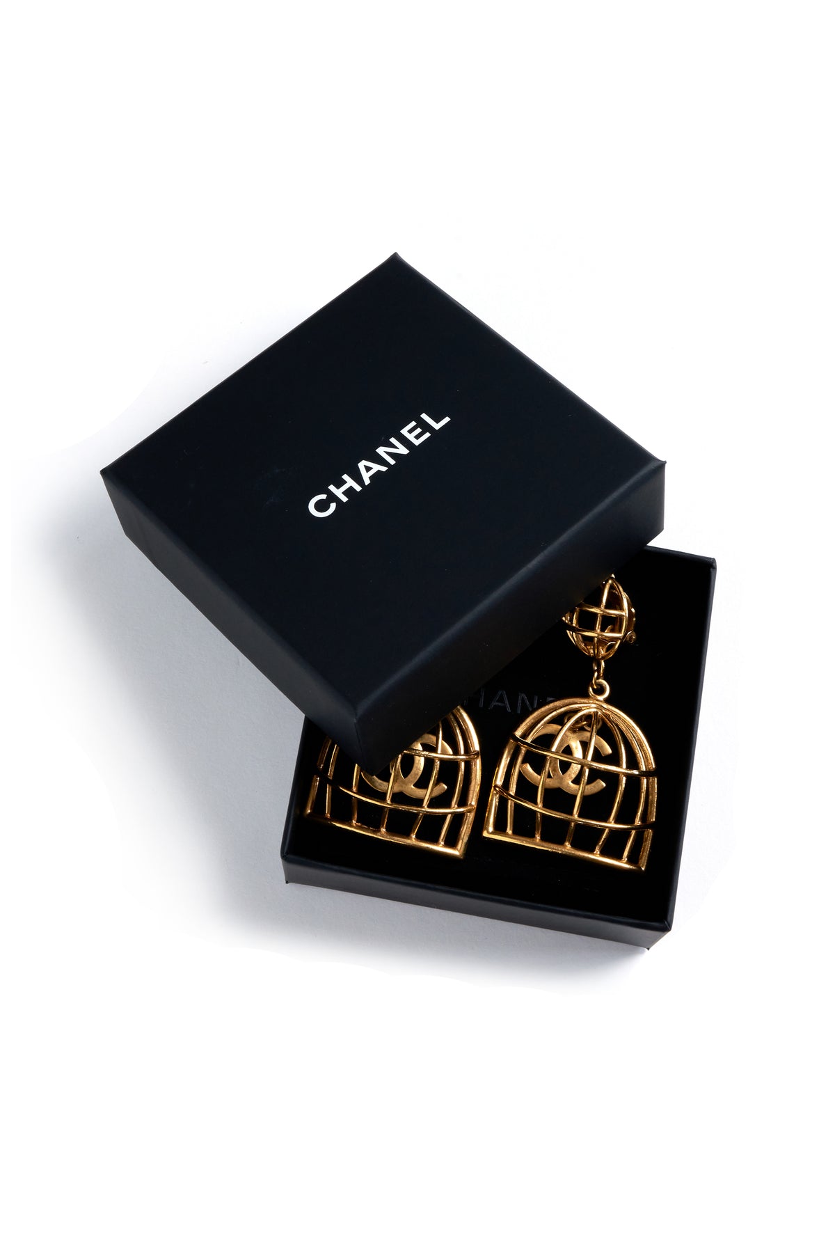 Chanel Gold Iconic Bird Cage Clip Earrings