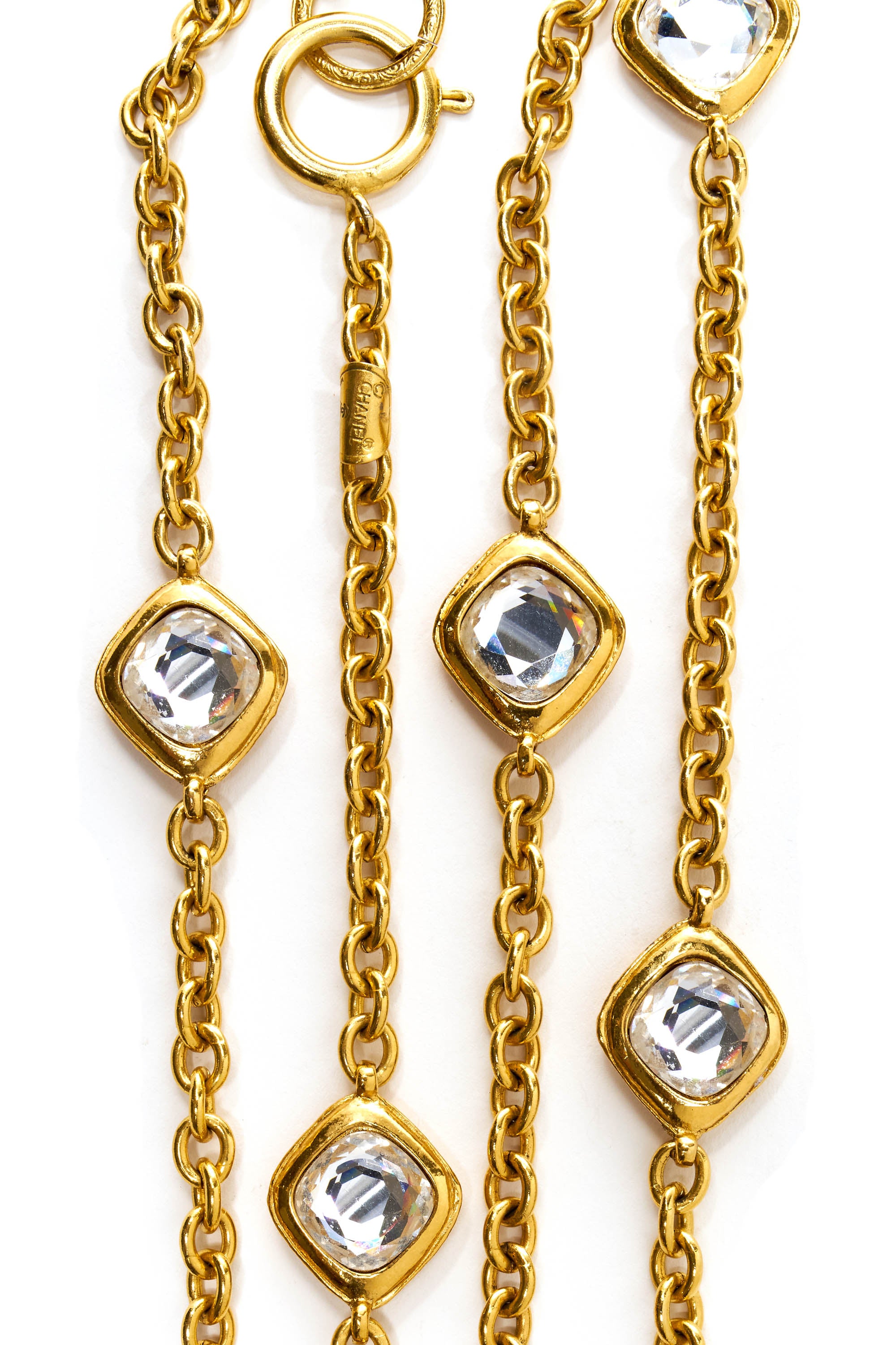 Chanel Vintage Gold Crystal Strass Necklace 1970's