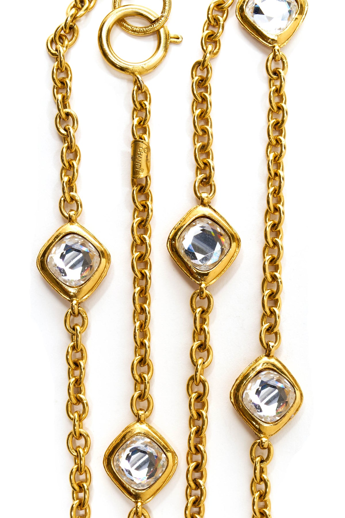 Chanel Vintage Gold Crystal Strass Necklace 1970&#39;s