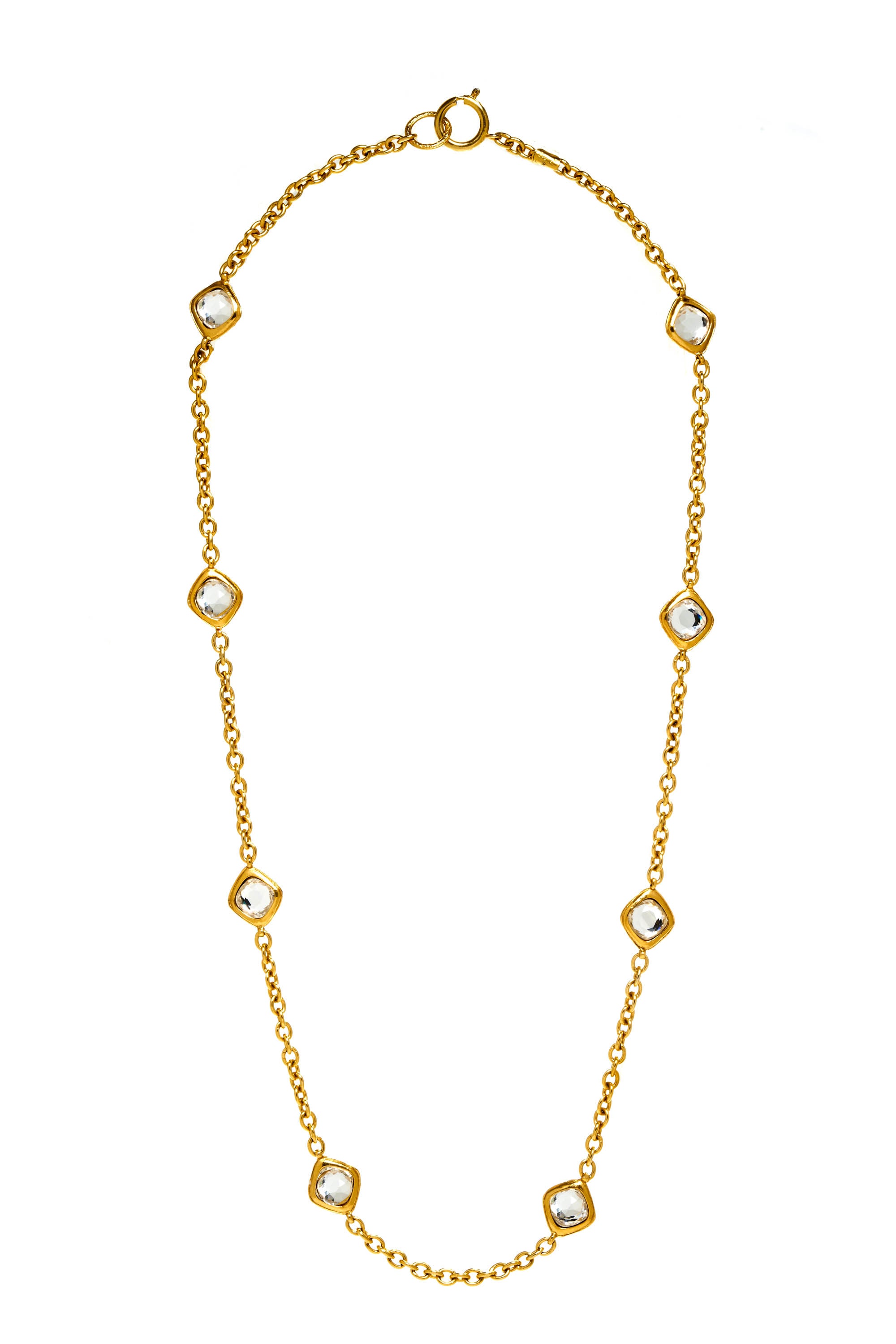 Chanel Vintage Gold Crystal Strass Necklace 1970's