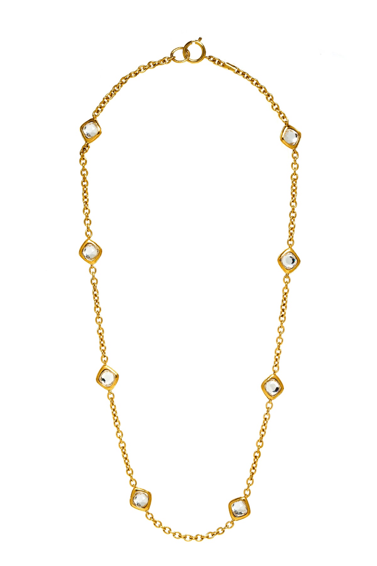 Chanel Vintage Gold Crystal Strass Necklace 1970&#39;s