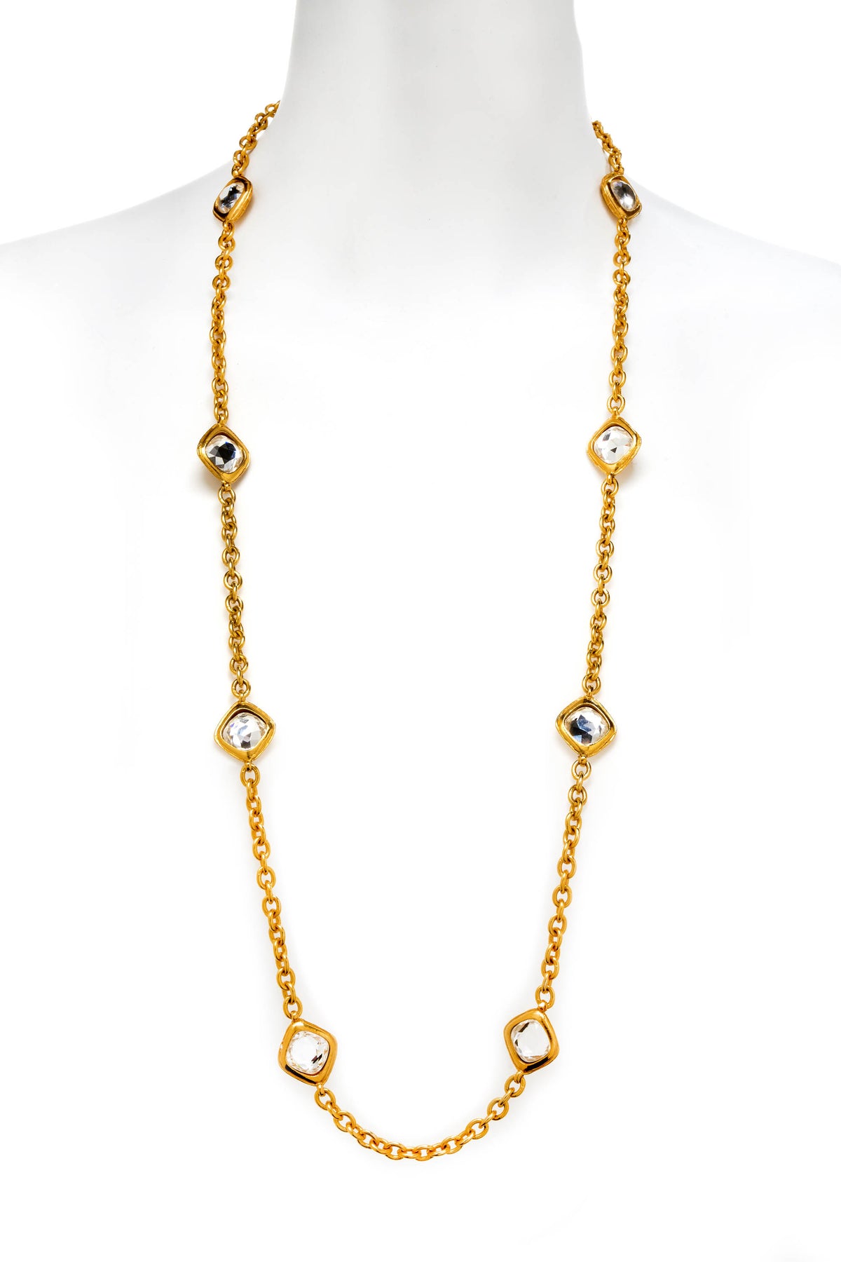 Chanel Vintage Gold Crystal Strass Necklace 1970&#39;s