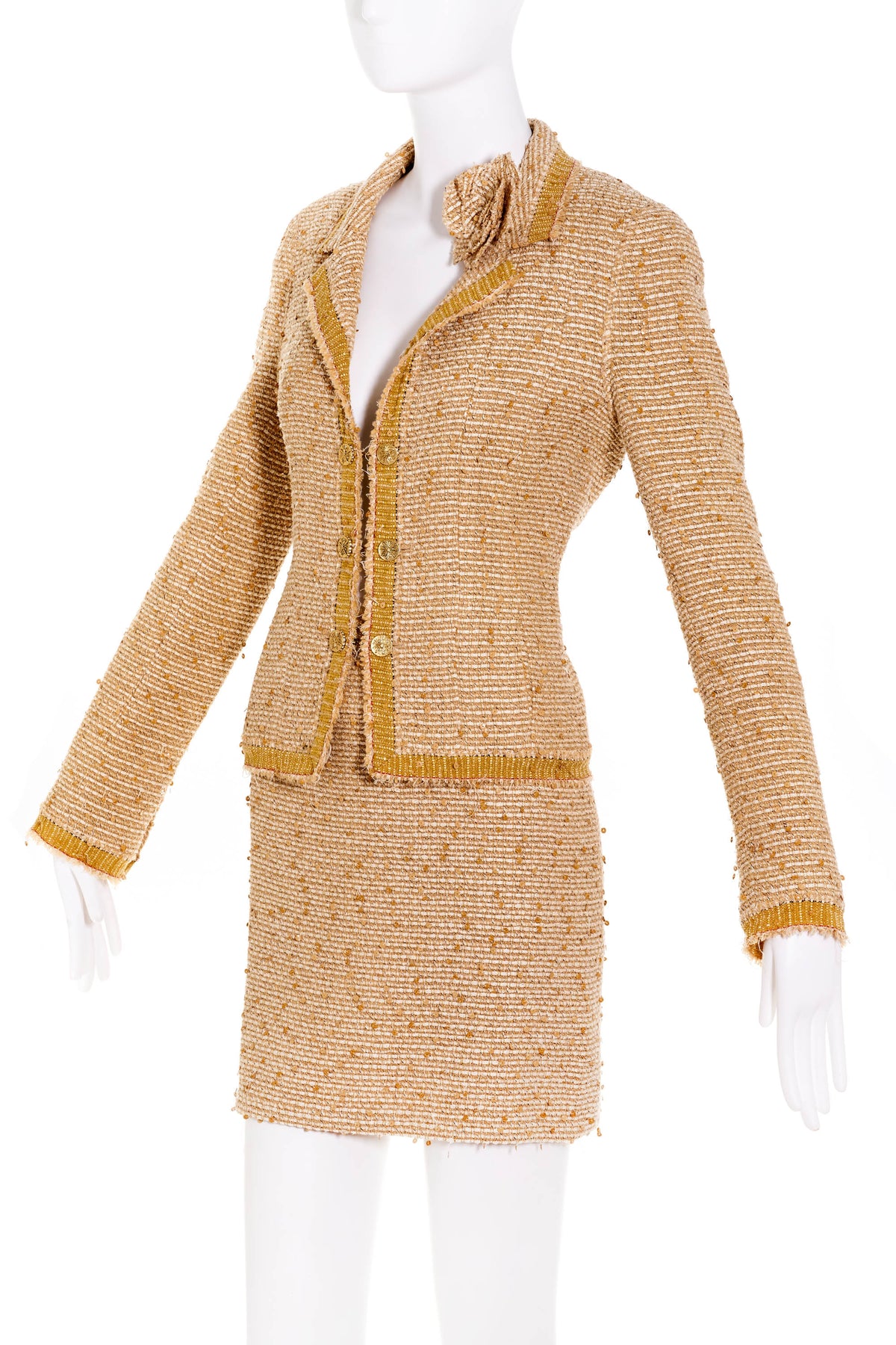 Chanel Gold Fantasy Tweed Camilla Suit and Skirt Size 38 2004A