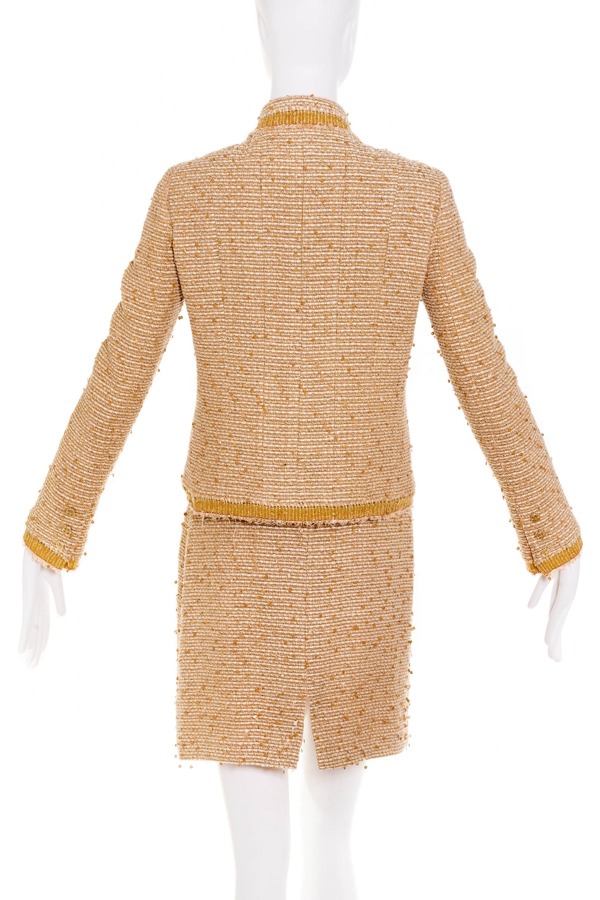 Chanel Gold Fantasy Tweed Camilla Suit and Skirt Size 38 2004A