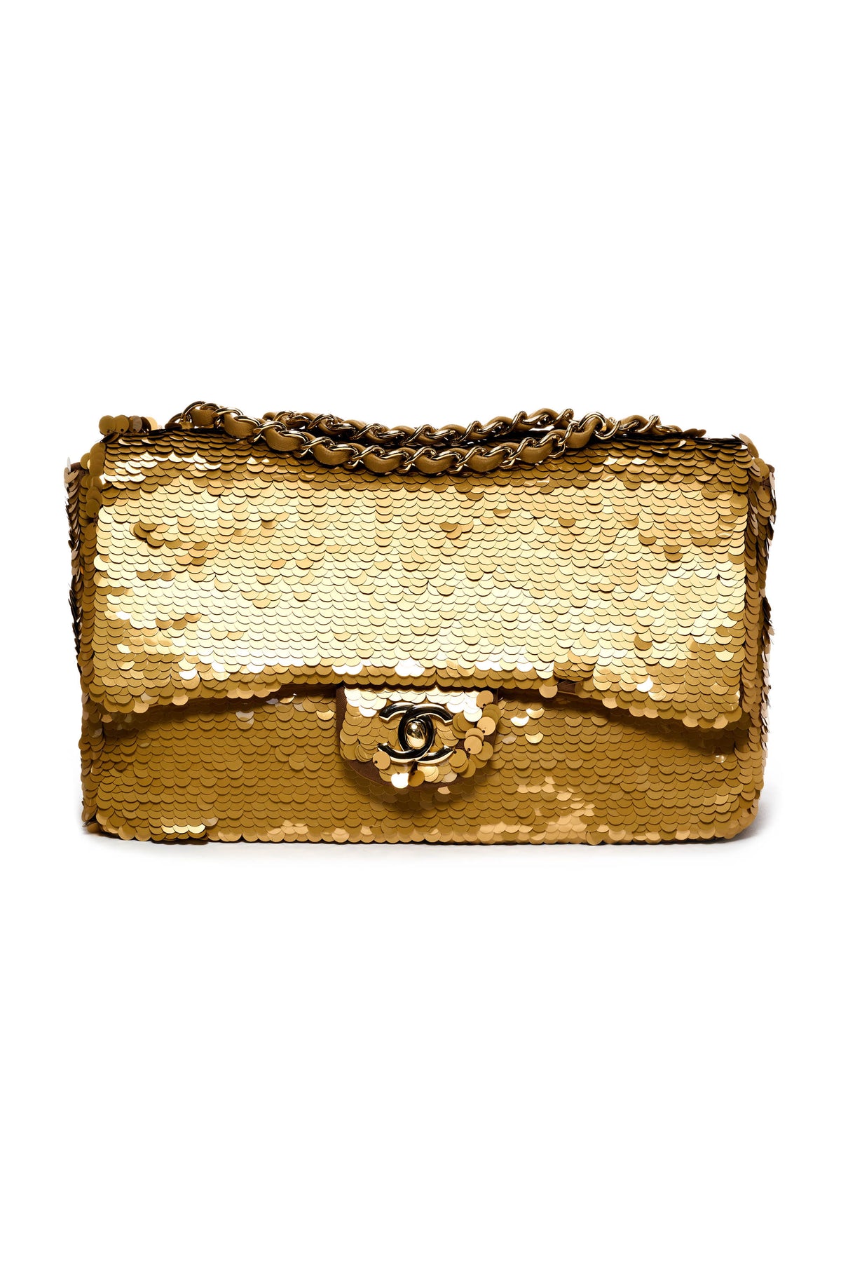 Chanel Gold Sequins Flap Purse Largerfeld 2019