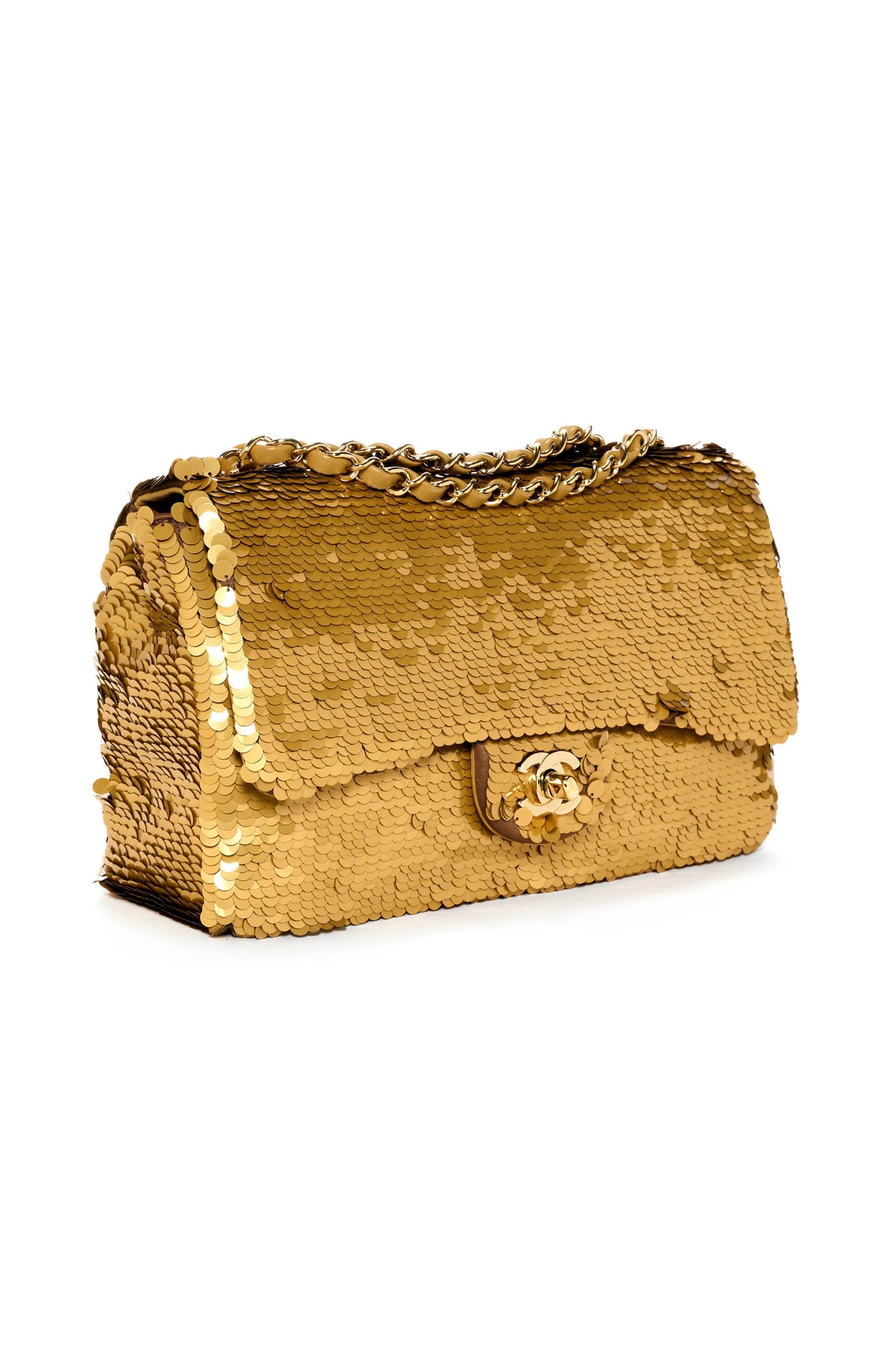 Chanel Gold Sequins Flap Purse Largerfeld 2019