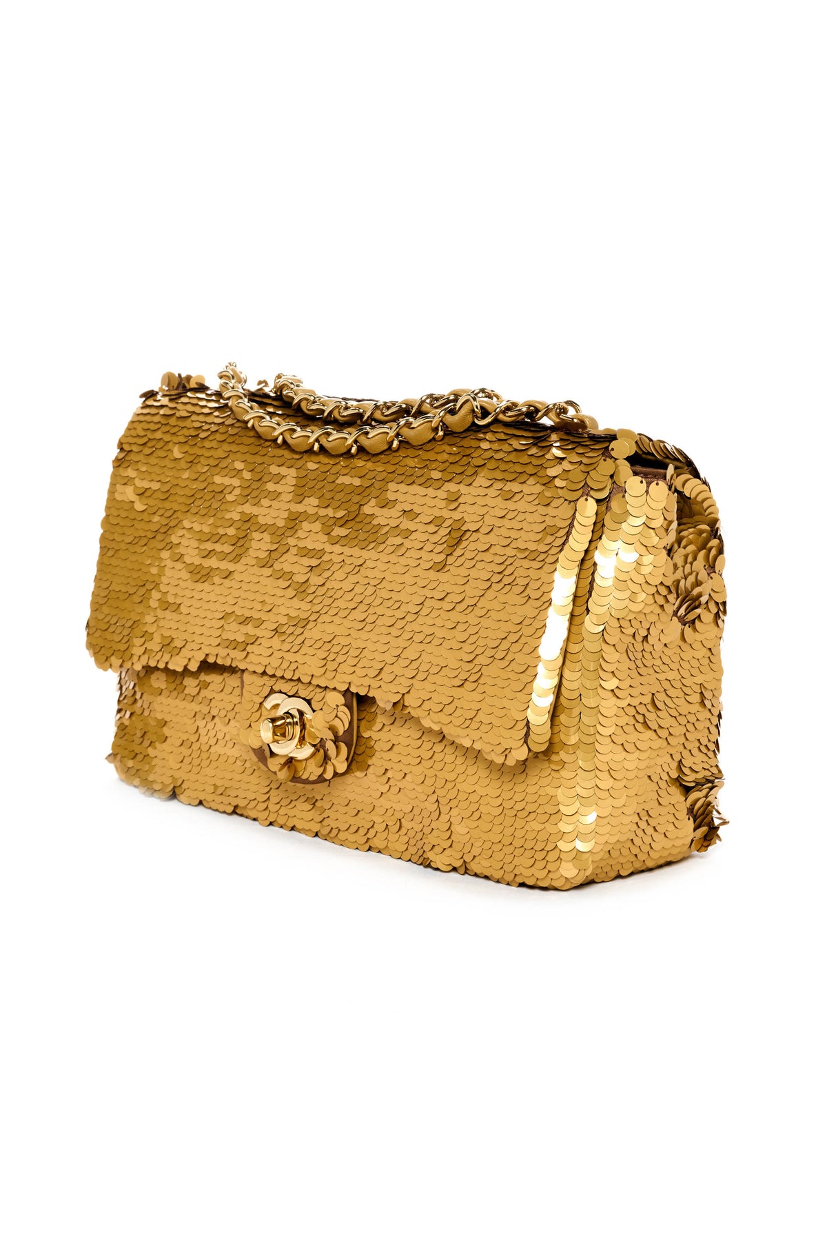 Chanel Gold Sequins Flap Purse Largerfeld 2019