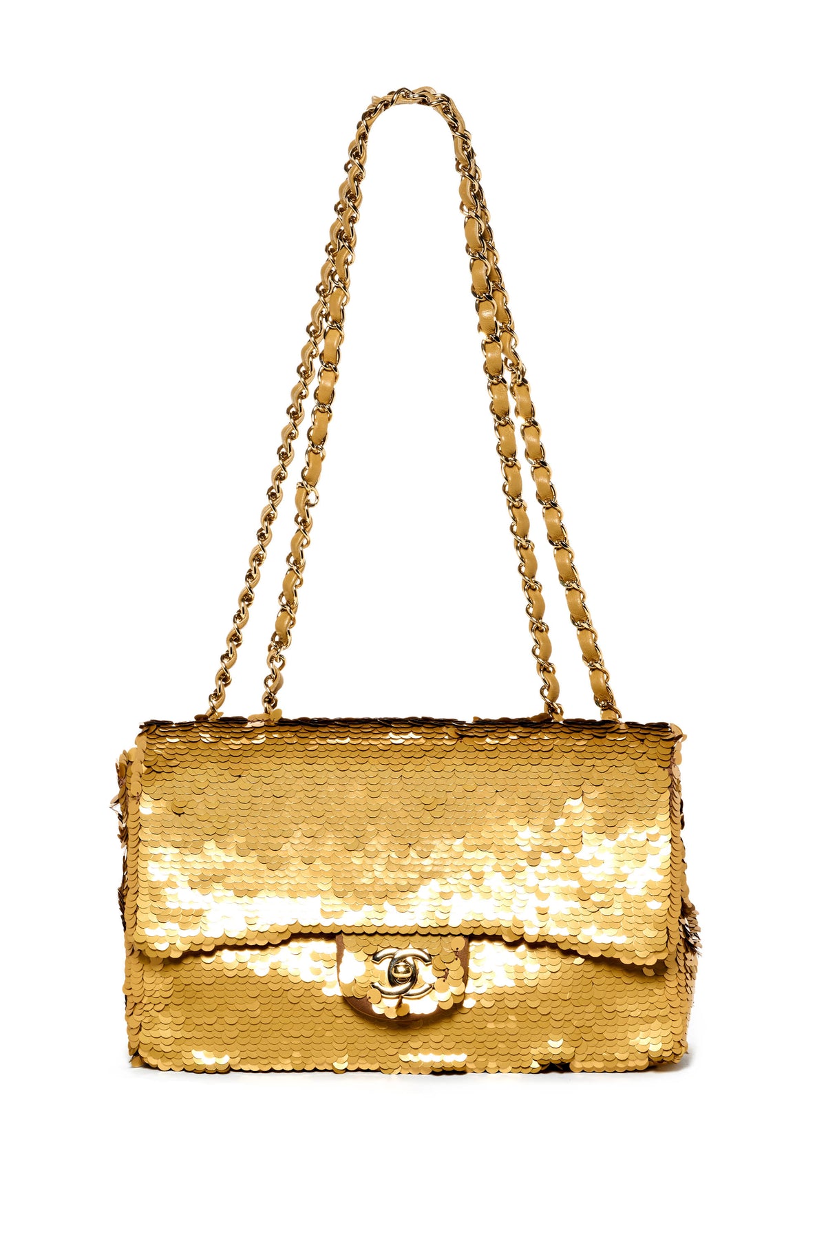 Chanel Gold Sequins Flap Purse Largerfeld 2019