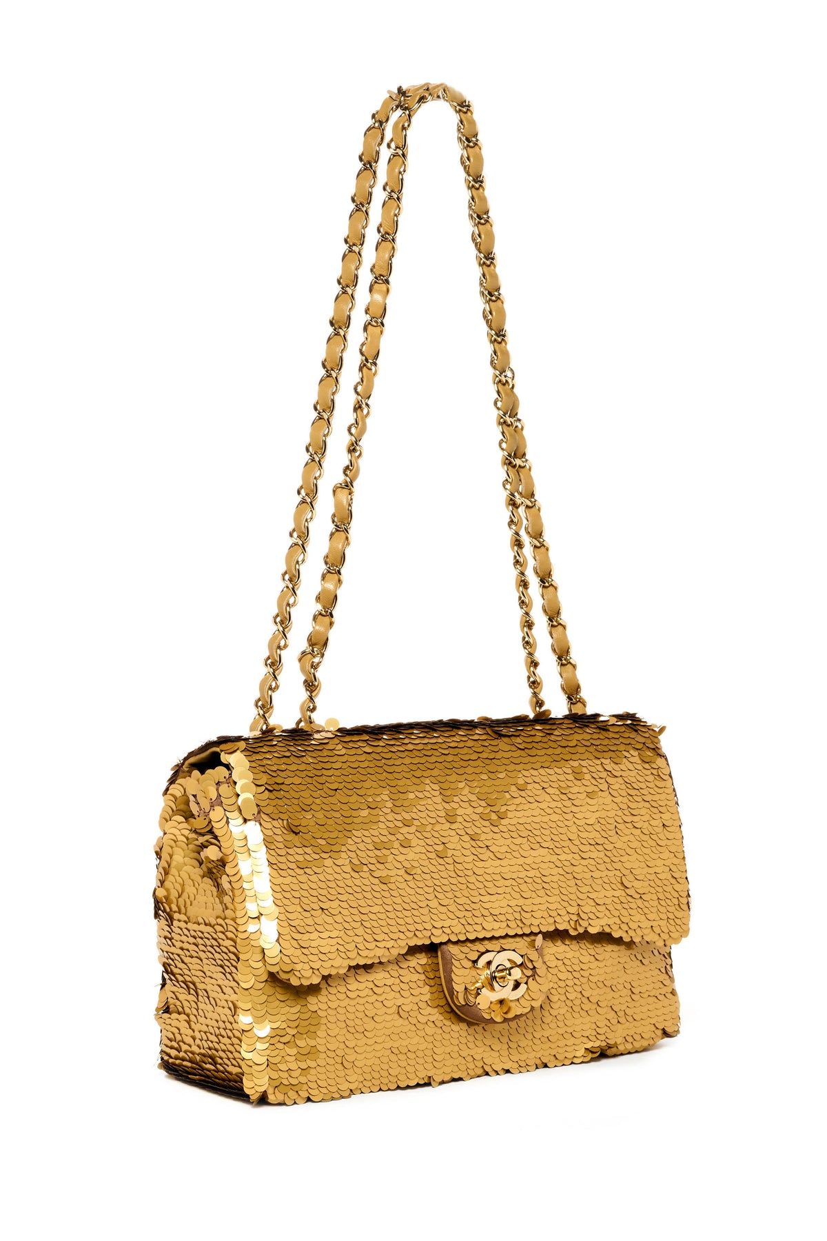 Chanel Gold Sequins Flap Purse Largerfeld 2019