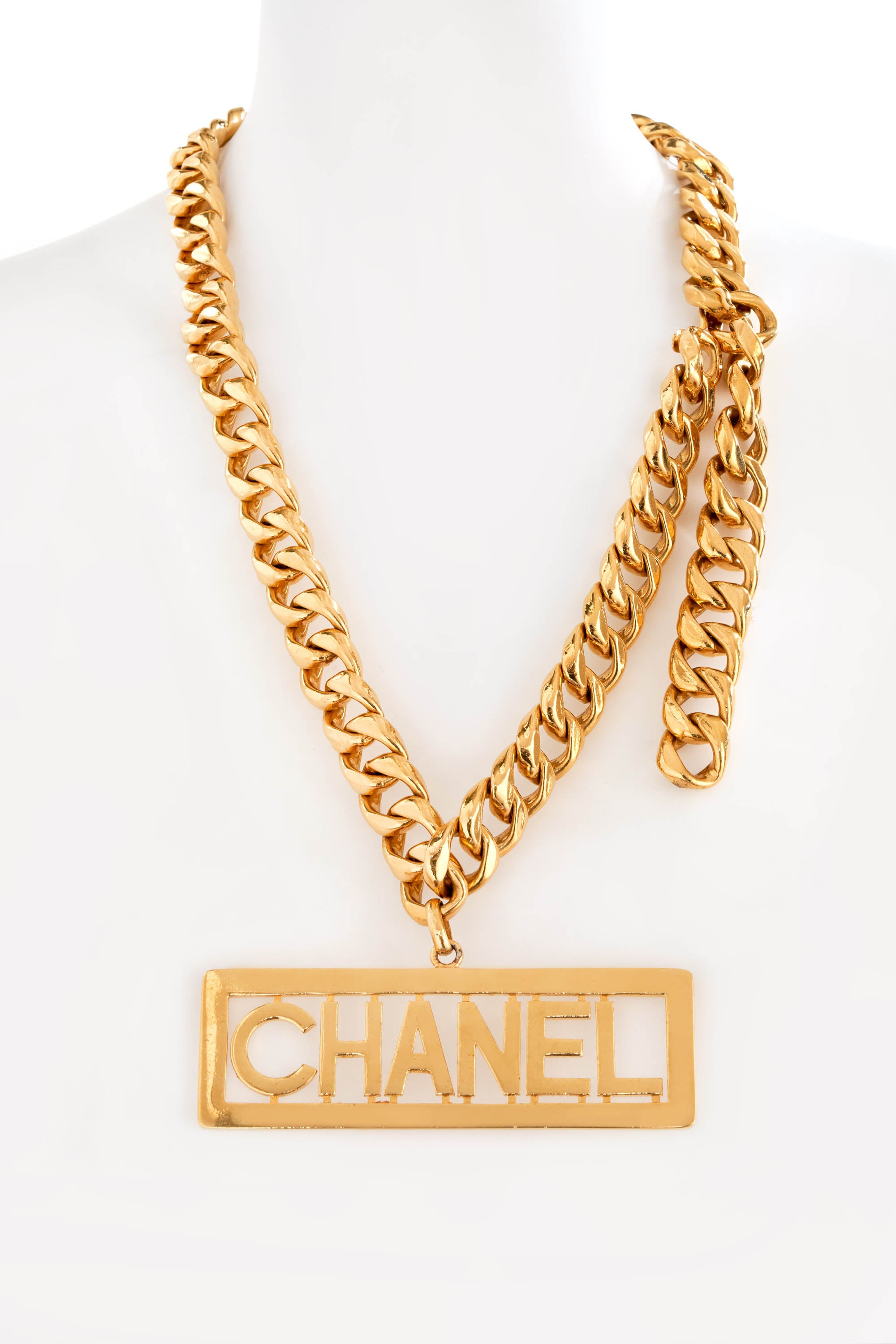 Chanel 24k Gold Chain Belt With Massive "Chanel" Plaque